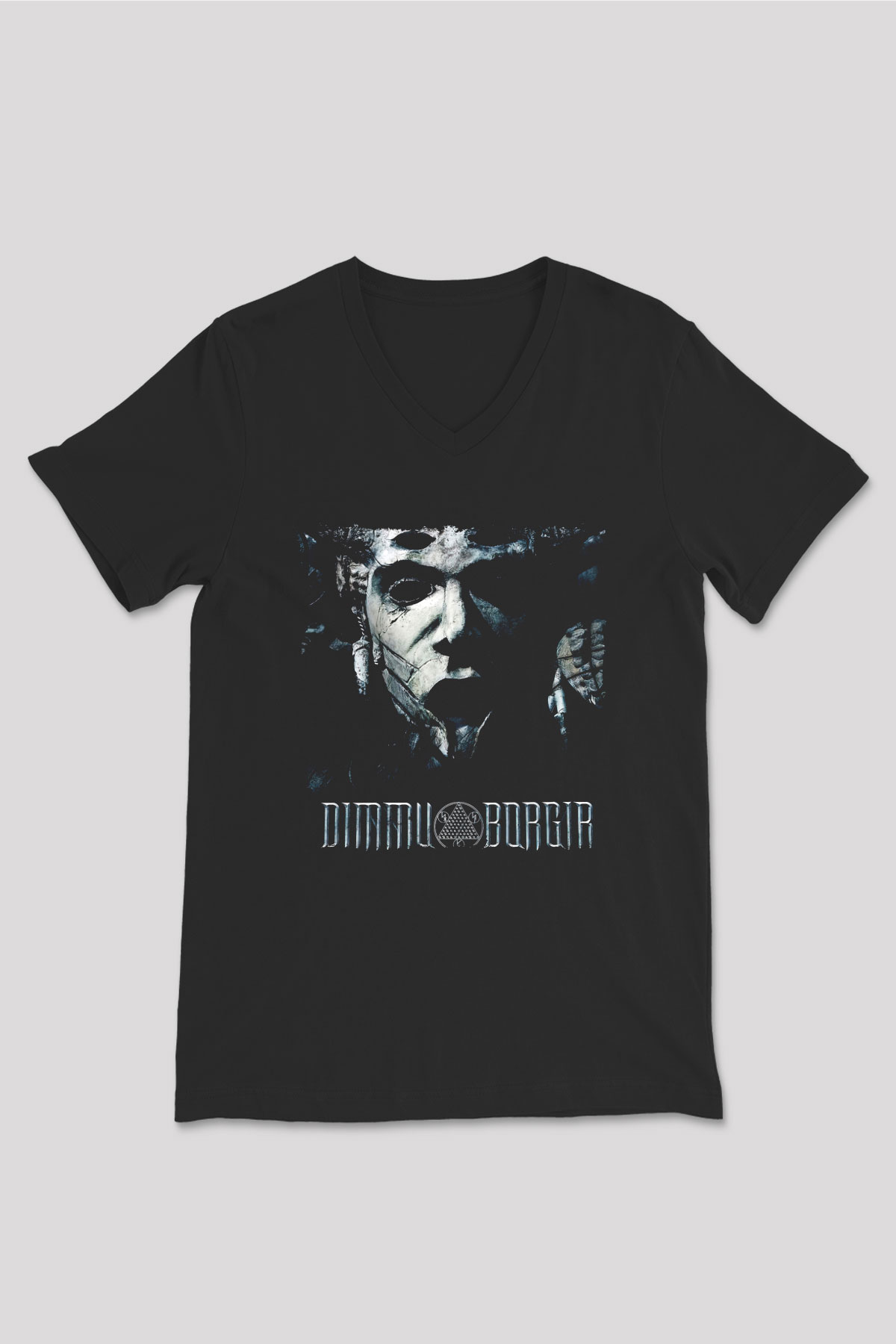 Dimmu Borgir Baskılı Unisex Siyah V Yaka Tişört - Tshirt
