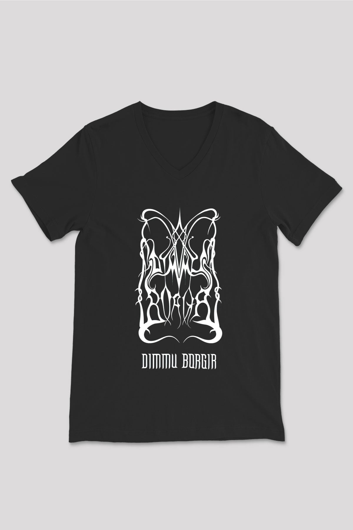 Dimmu Borgir Baskılı Unisex Siyah V Yaka Tişört - Tshirt