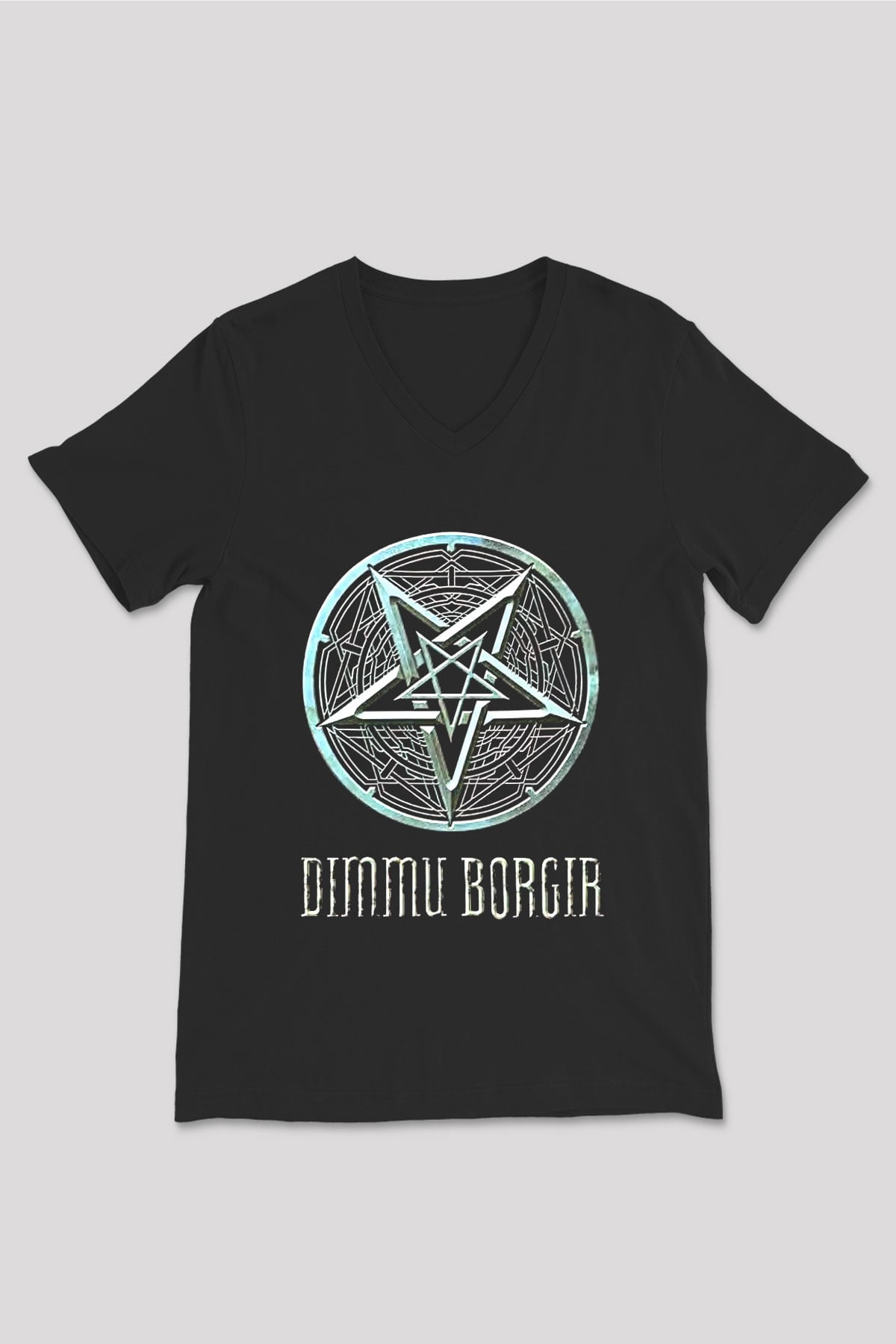 Dimmu Borgir Baskılı Unisex Siyah V Yaka Tişört - Tshirt