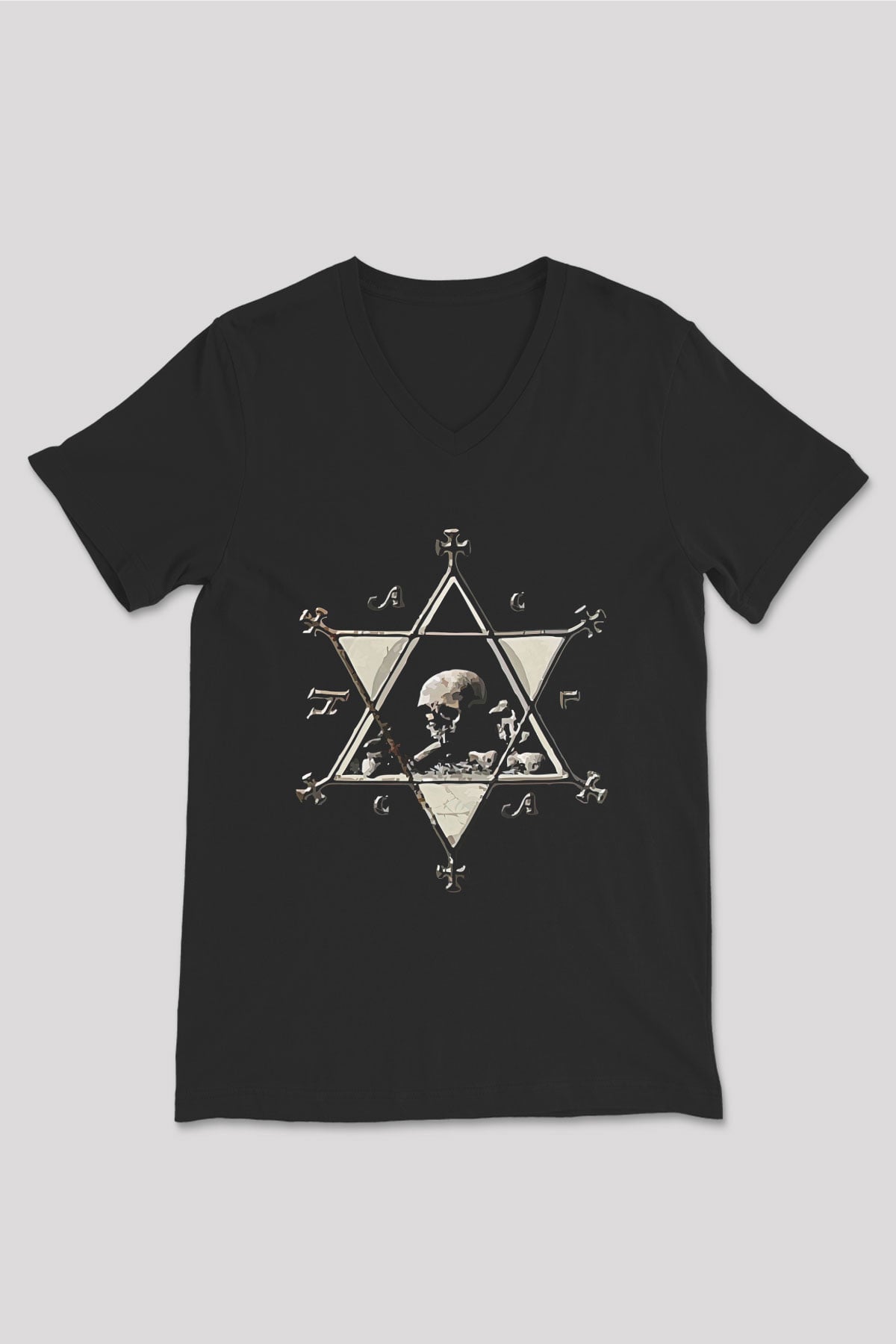 Dimmu Borgir Baskılı Unisex Siyah V Yaka Tişört - Tshirt