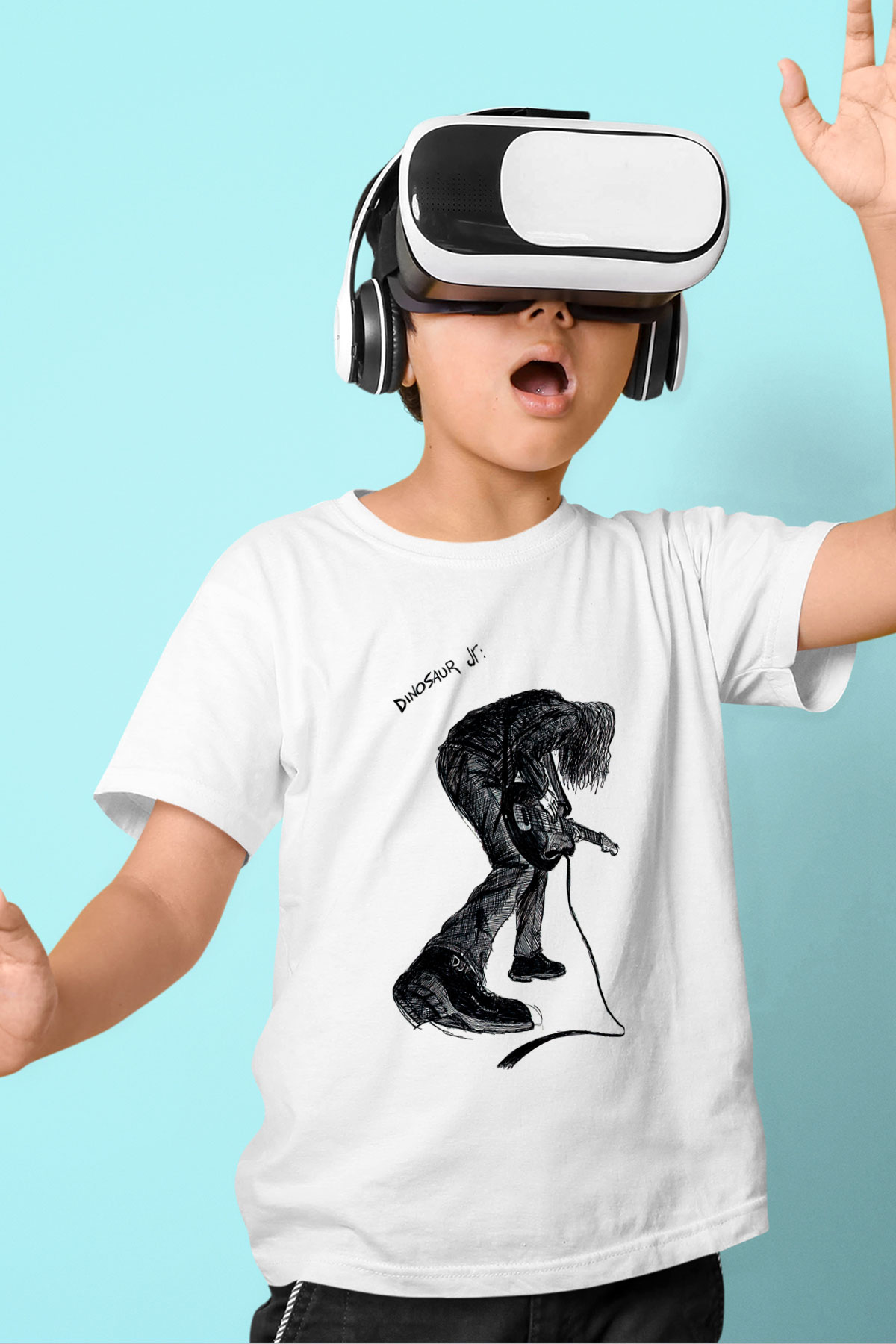 Dinosaur Jr Baskılı Beyaz Unisex Beyaz Çocuk Tişört - Tshirt