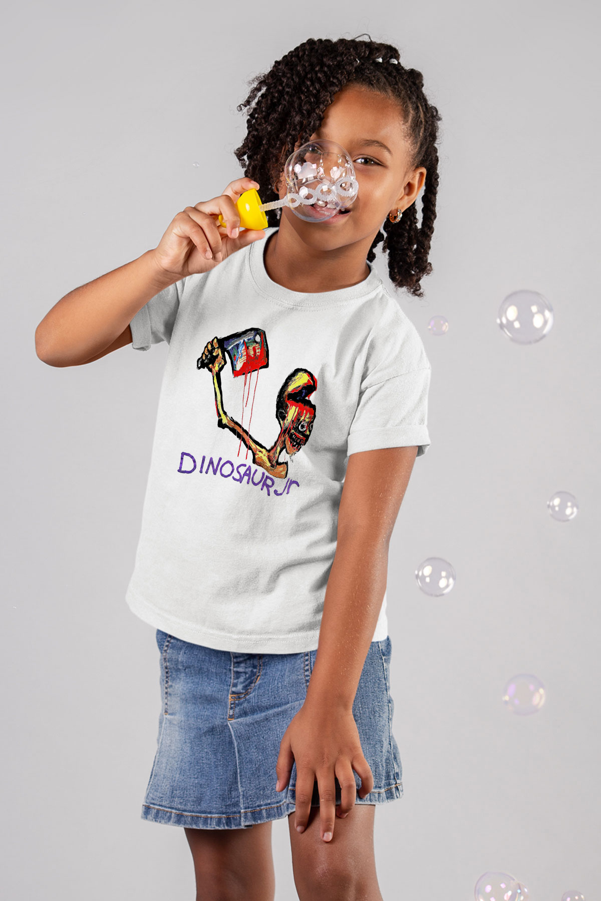 Dinosaur Jr Baskılı Beyaz Unisex Beyaz Çocuk Tişört - Tshirt