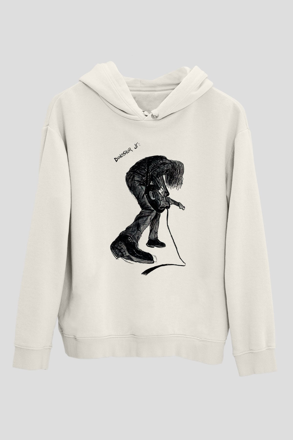 Dinosaur Jr Baskılı Beyaz Unisex Kapüşonlu Sweatshirt