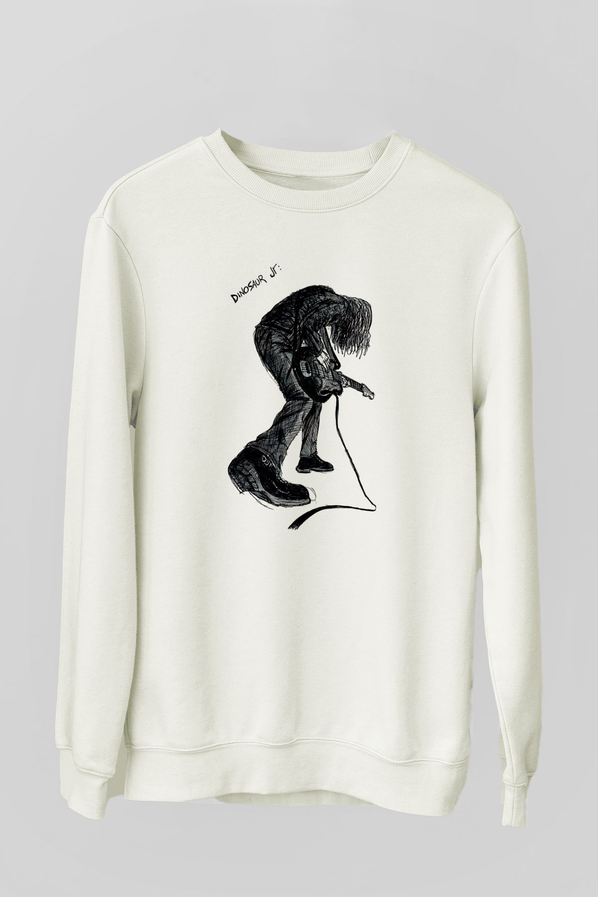 Dinosaur Jr Baskılı Beyaz Unisex Sweatshirt