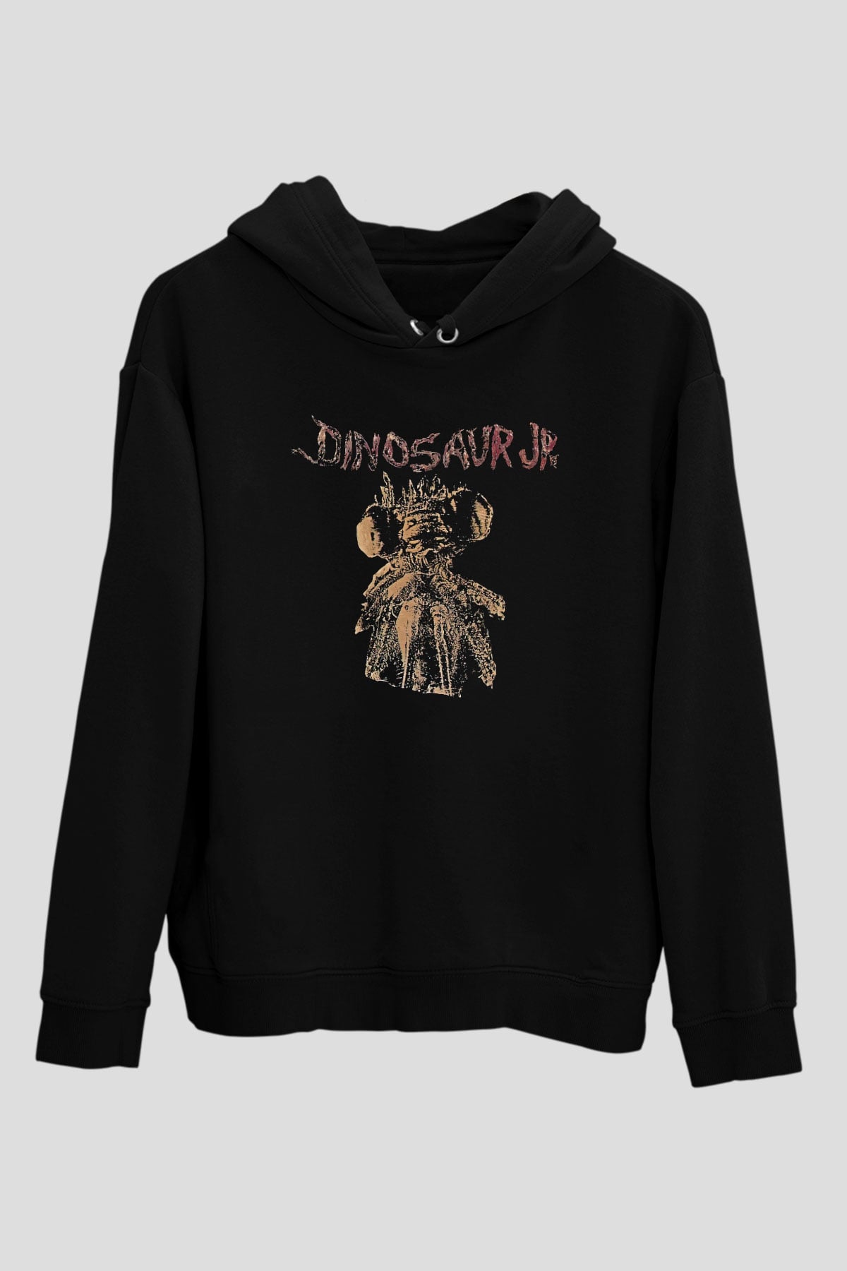 Dinosaur Jr Baskılı Unisex Siyah Kapüşonlu Sweatshirt