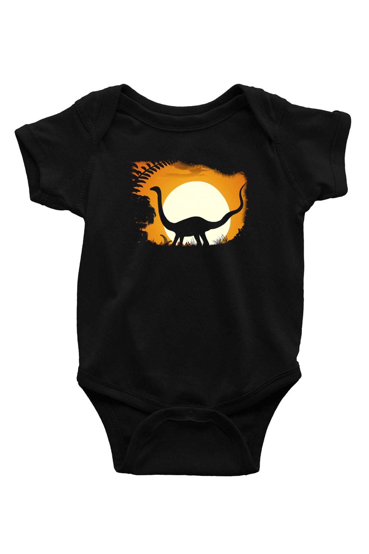 Dinozor Baskılı Siyah Bebek Body - Zıbın