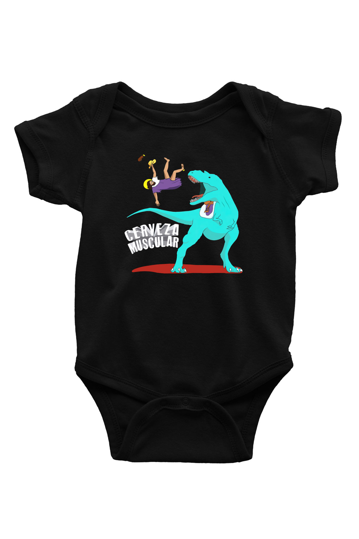 Dinozor Baskılı Siyah Bebek Body - Zıbın