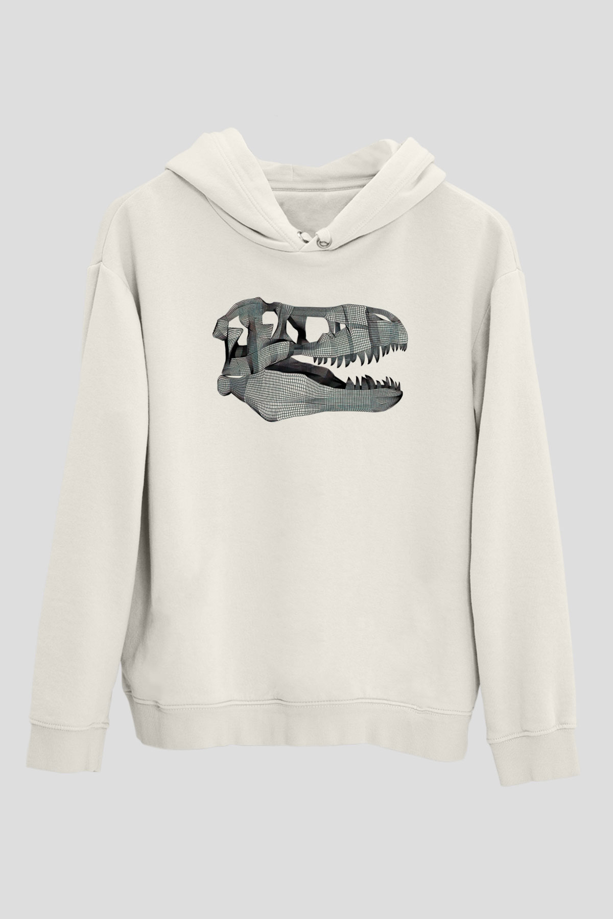 Dinozor Beyaz Unisex Kapüşonlu Sweatshirt