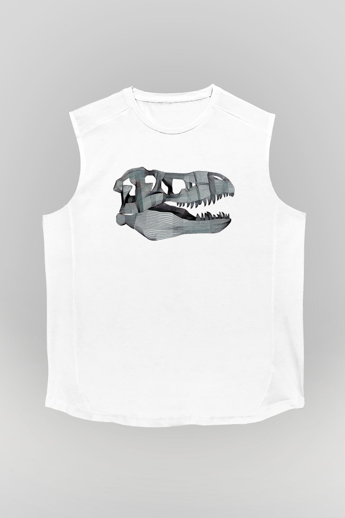 Dinozor Beyaz Unisex Kolsuz Tişört
