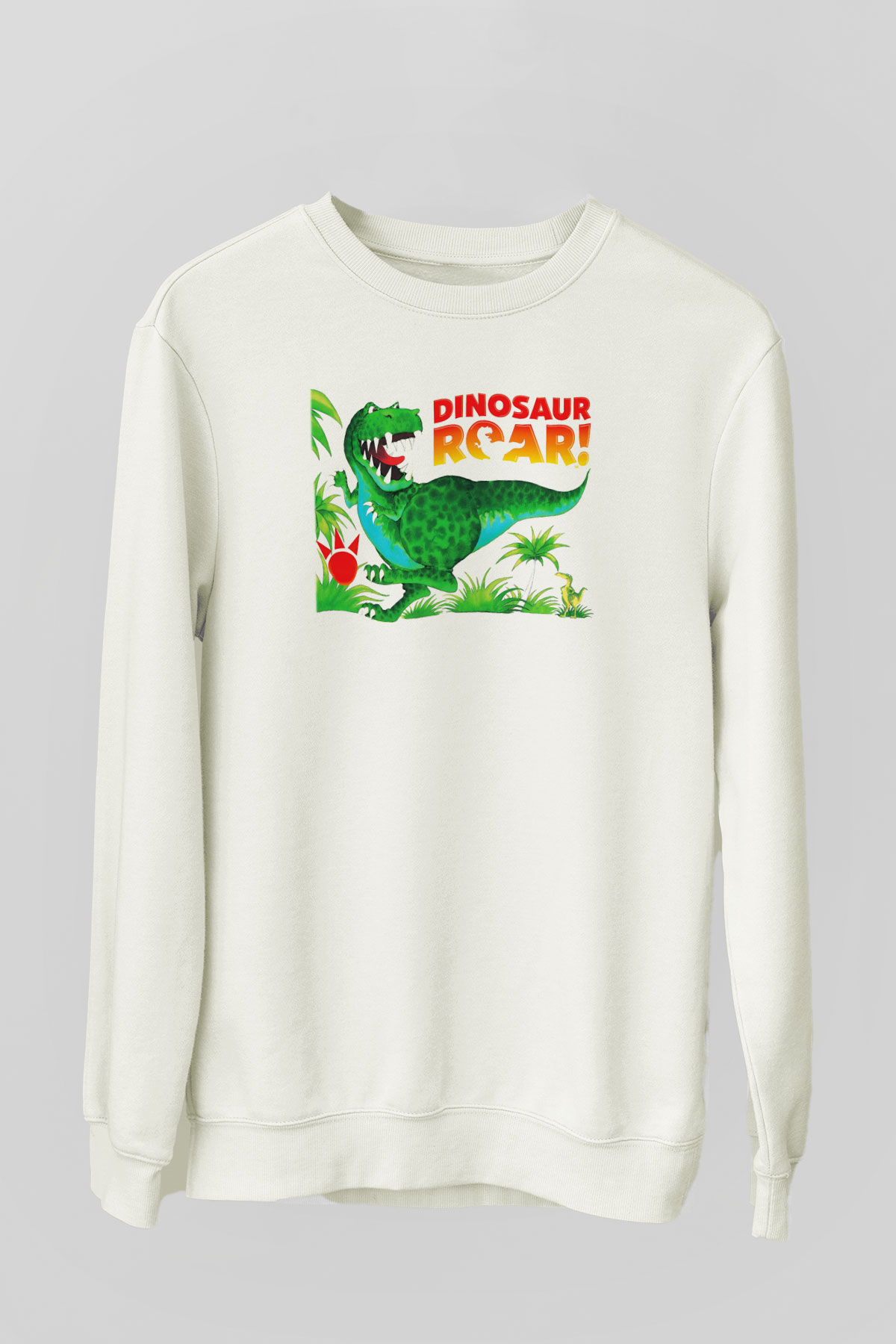 Dinozor Beyaz Unisex Sweatshirt