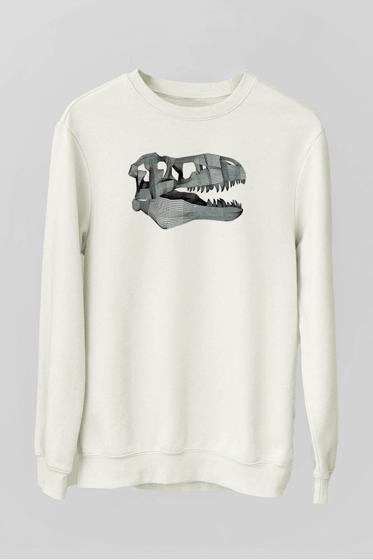 Dinozor Beyaz Unisex Sweatshirt