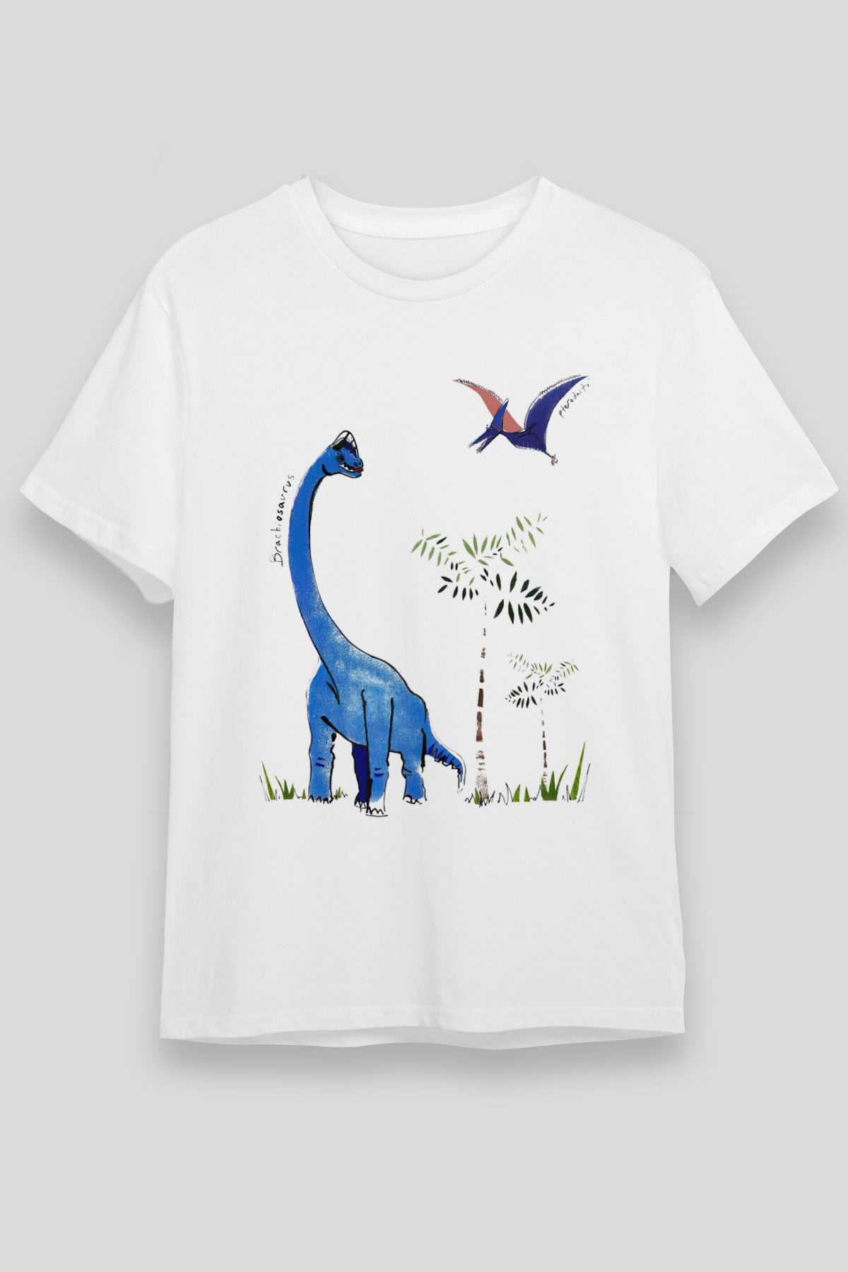 Dinozor Beyaz Unisex Tişört T-Shirt - TişörtFabrikası