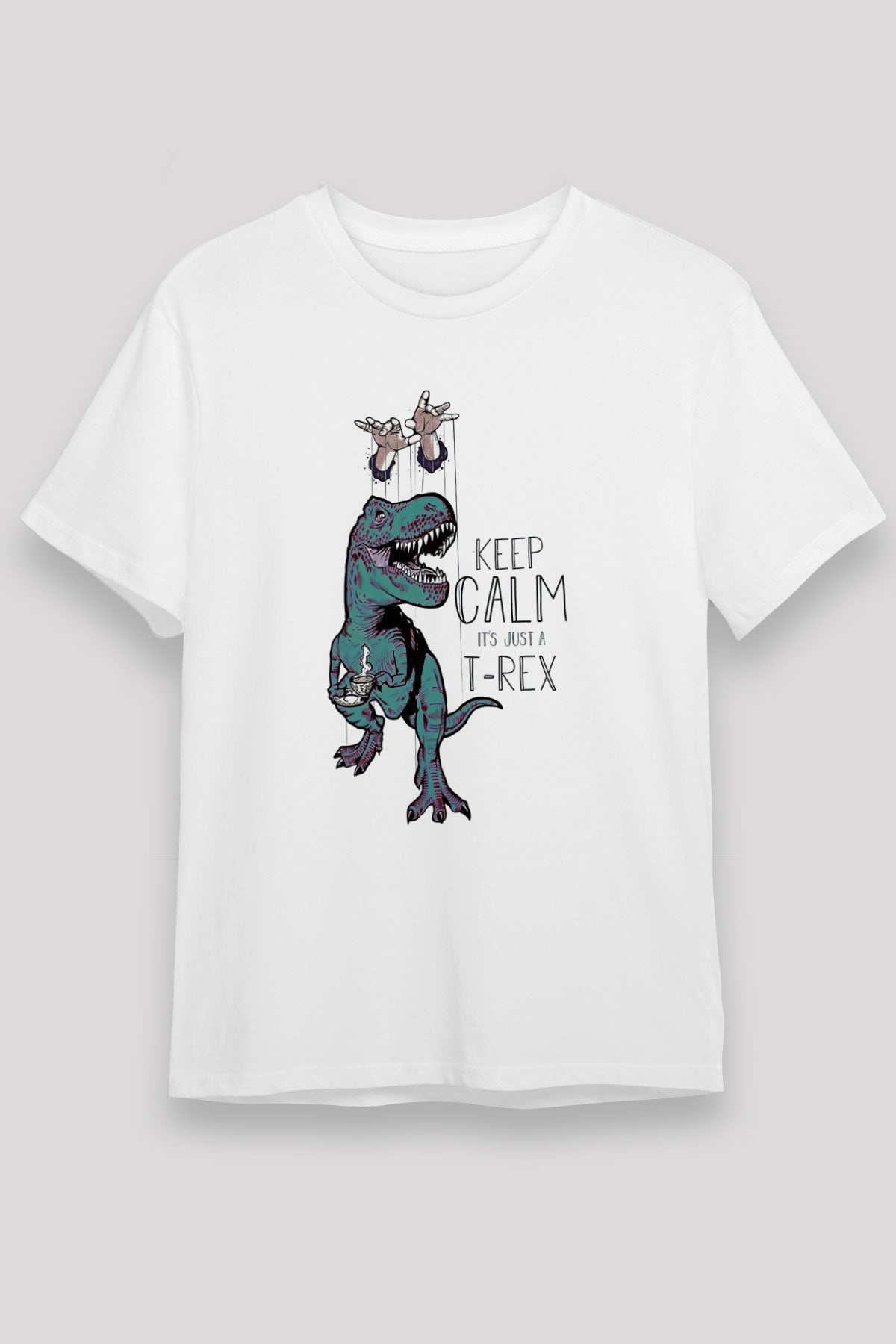 Dinozor Beyaz Unisex Tişört T-Shirt - TişörtFabrikası
