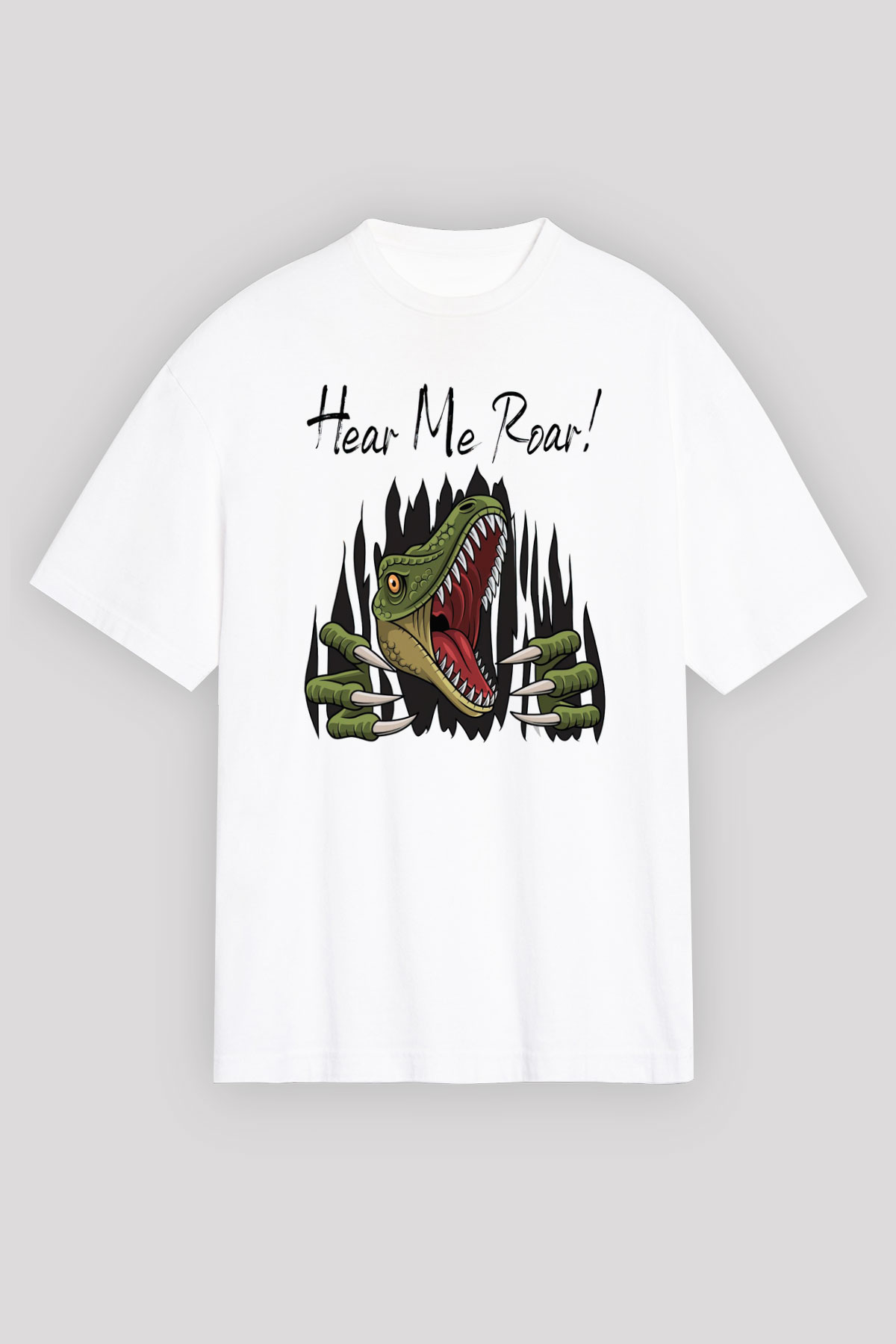 Dinozor Beyaz Unisex Tişört T-Shirt - TişörtFabrikası