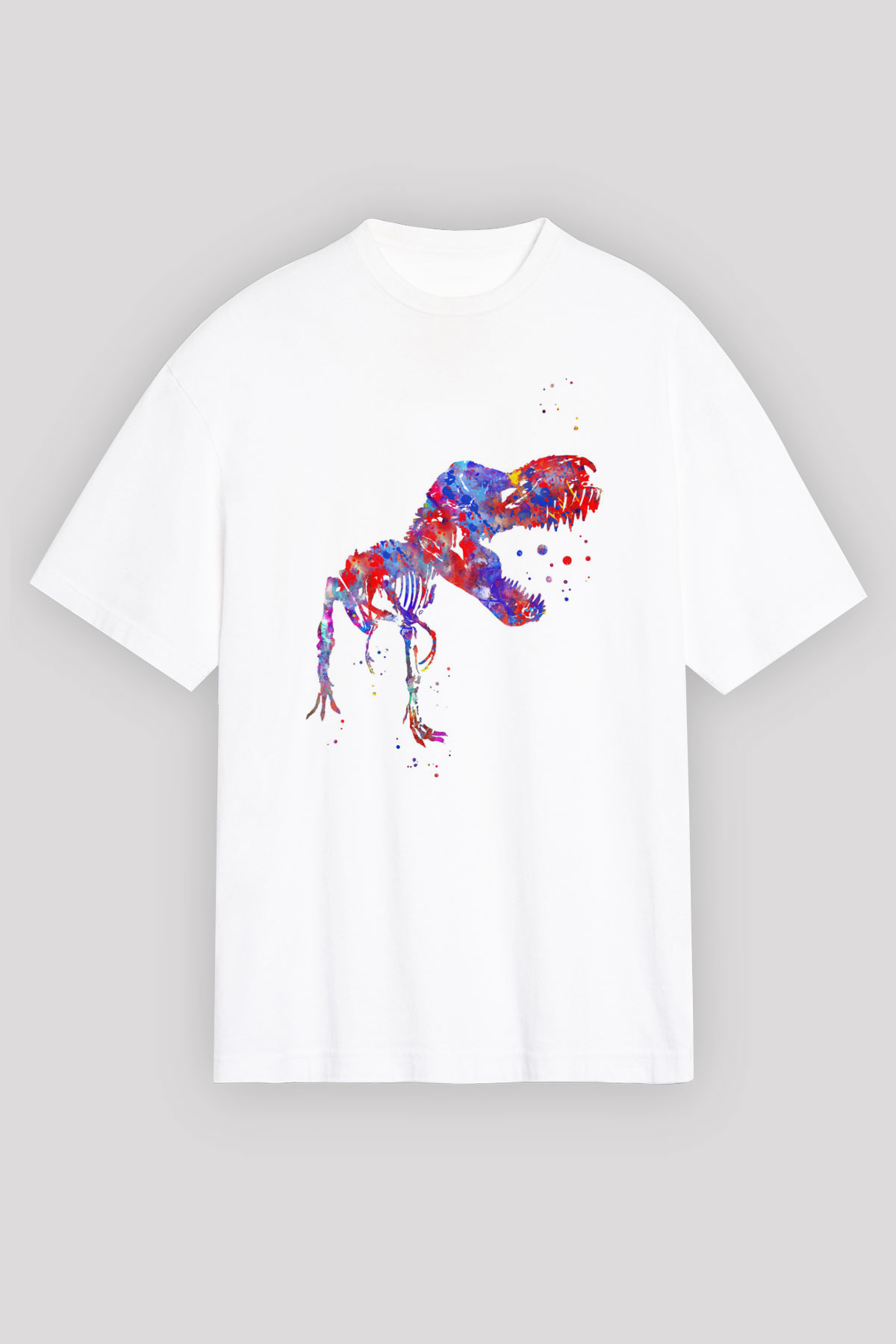Dinozor Beyaz Unisex Tişört T-Shirt - TişörtFabrikası