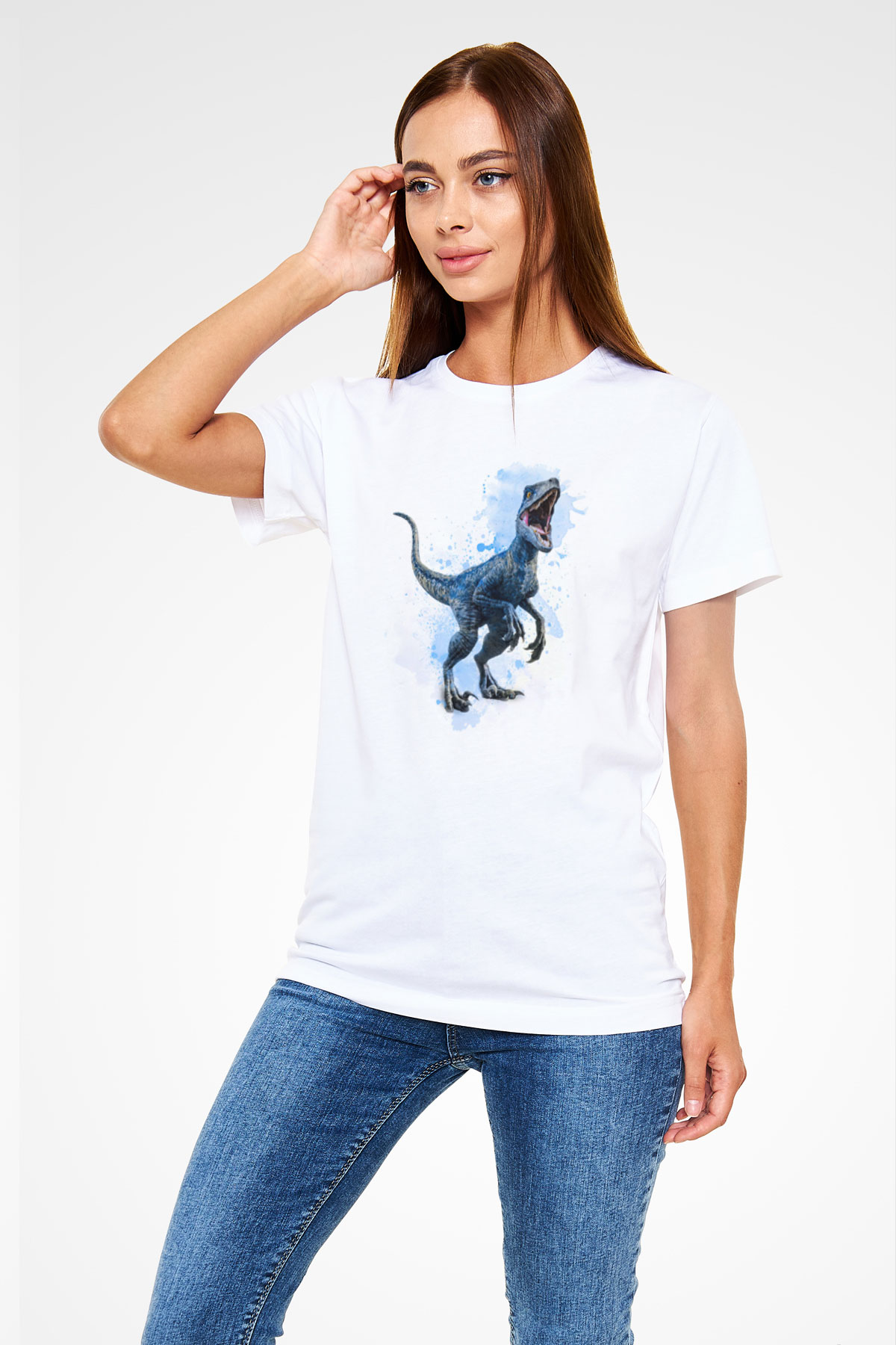 Dinozor Beyaz Unisex Tişört T-Shirt - TişörtFabrikası