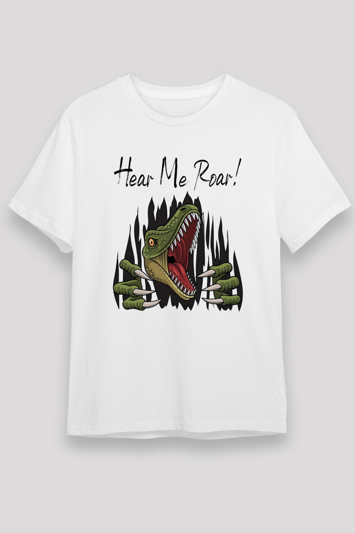 Dinozor Beyaz Unisex Tişört T-Shirt - TişörtFabrikası