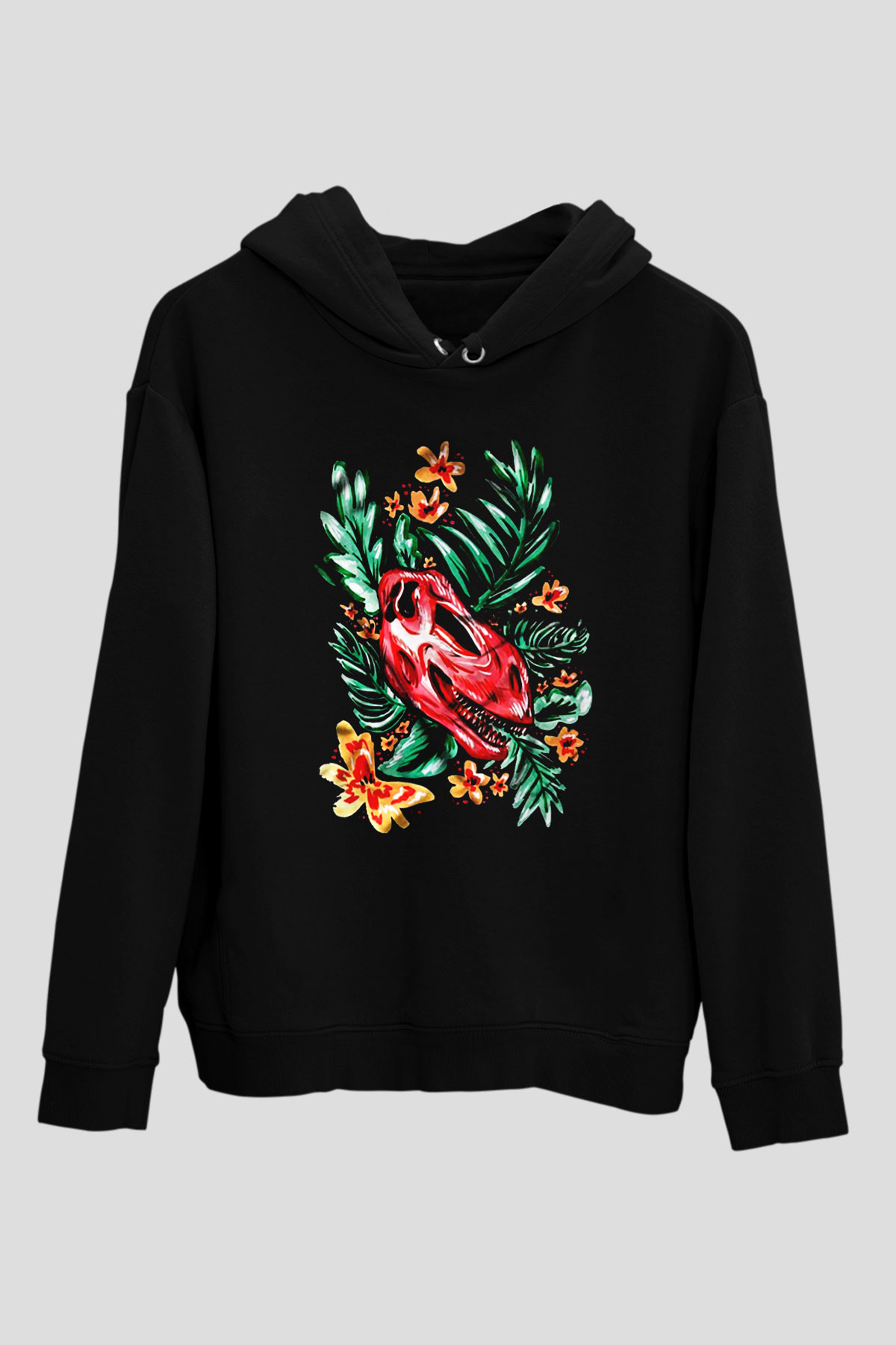 Dinozor Siyah Unisex Hoodie