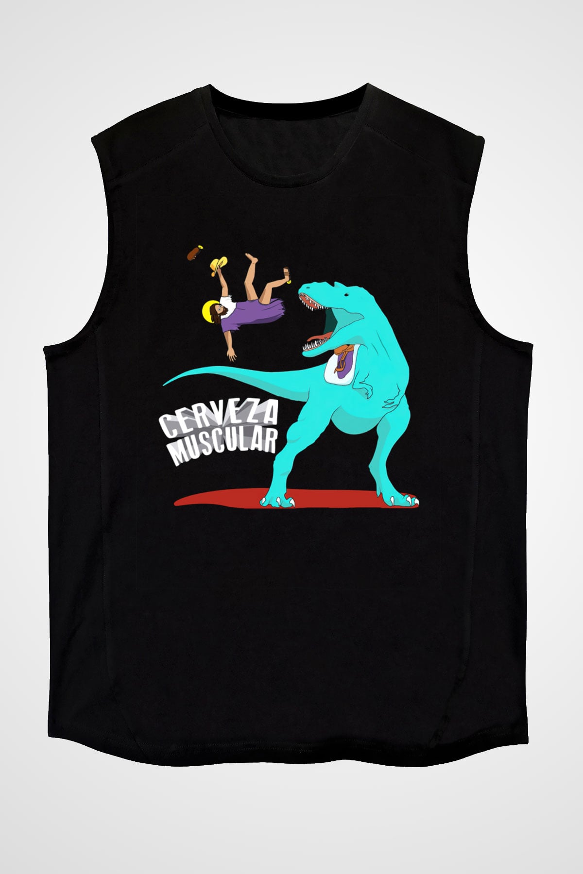 Dinozor Siyah Unisex Kolsuz Tişört