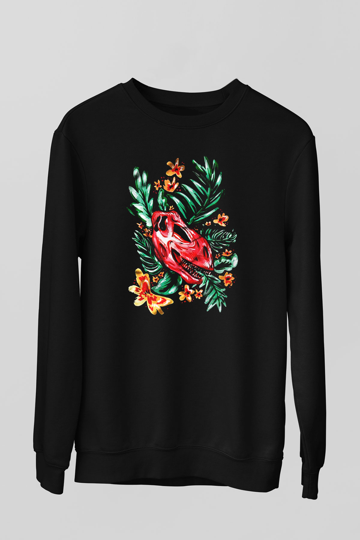Dinozor Siyah Unisex Sweatshirt