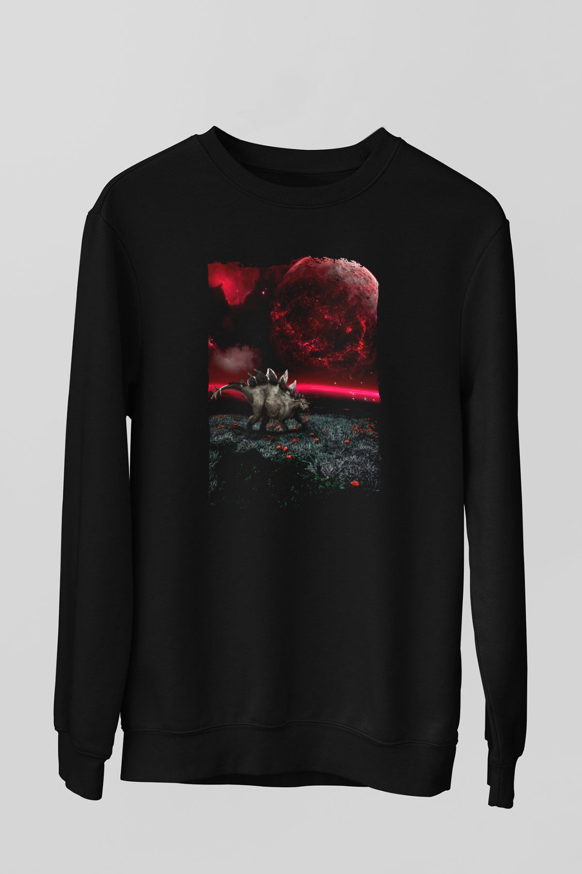 Dinozor Siyah Unisex Sweatshirt