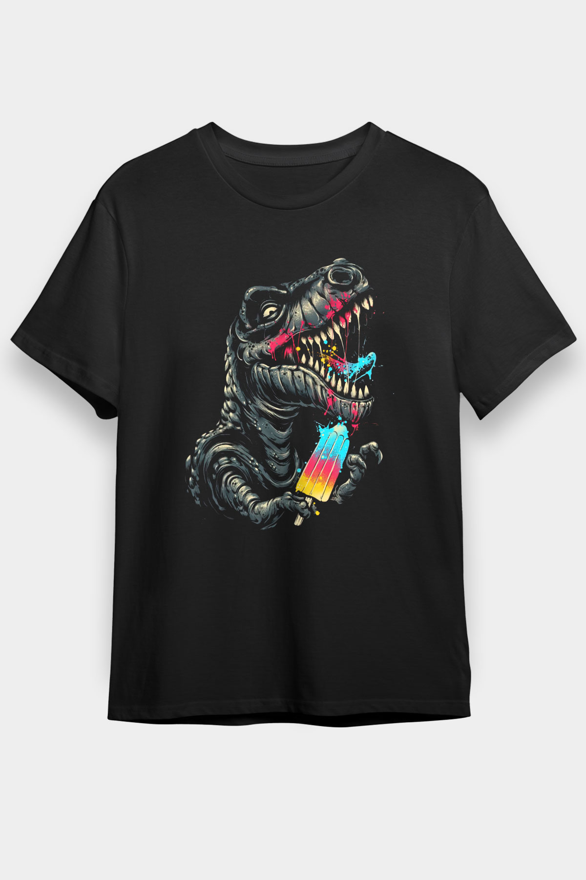 Dinozor Siyah Unisex Tişört T-Shirt - TişörtFabrikası
