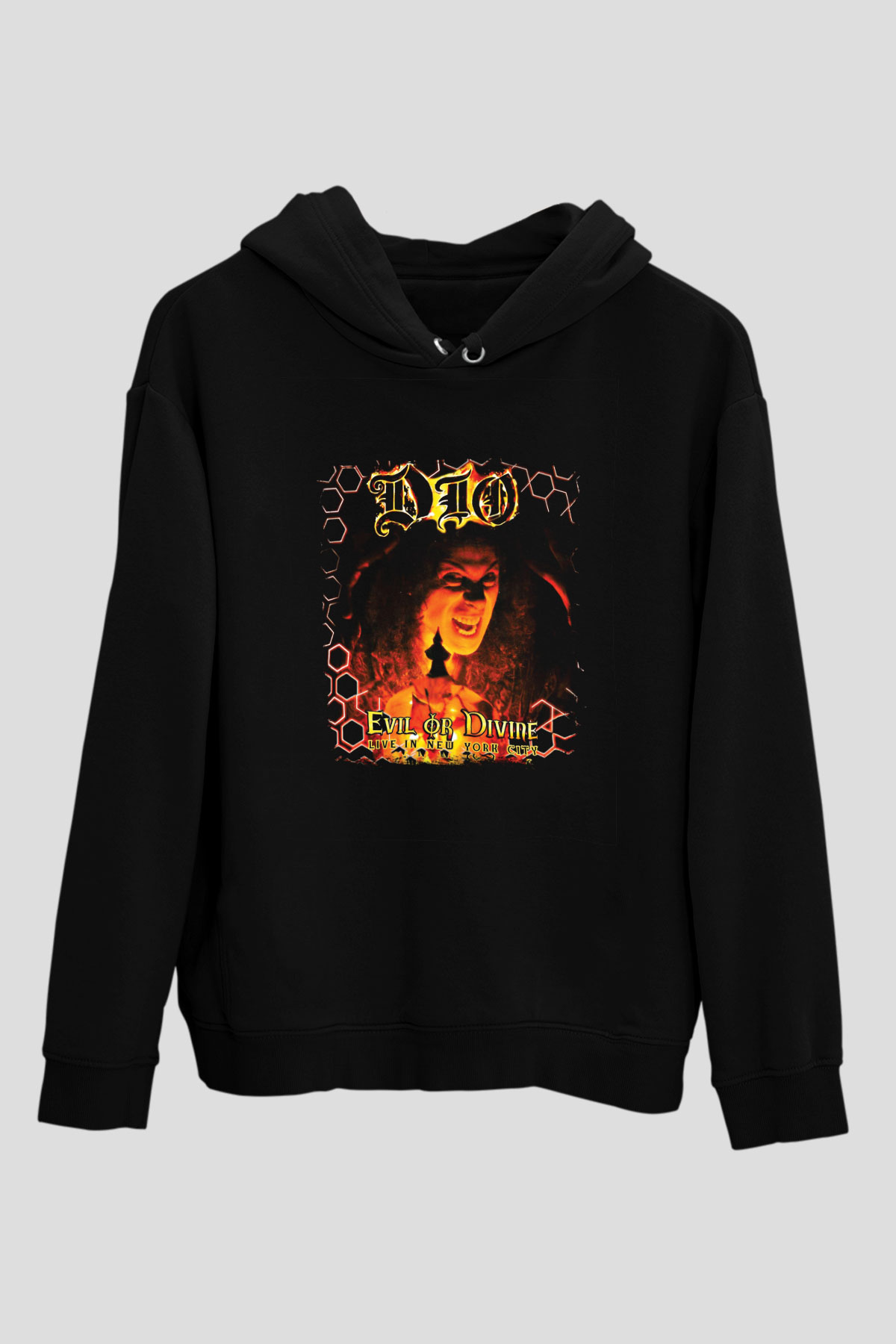 Dio Baskılı Unisex Siyah Hoodie