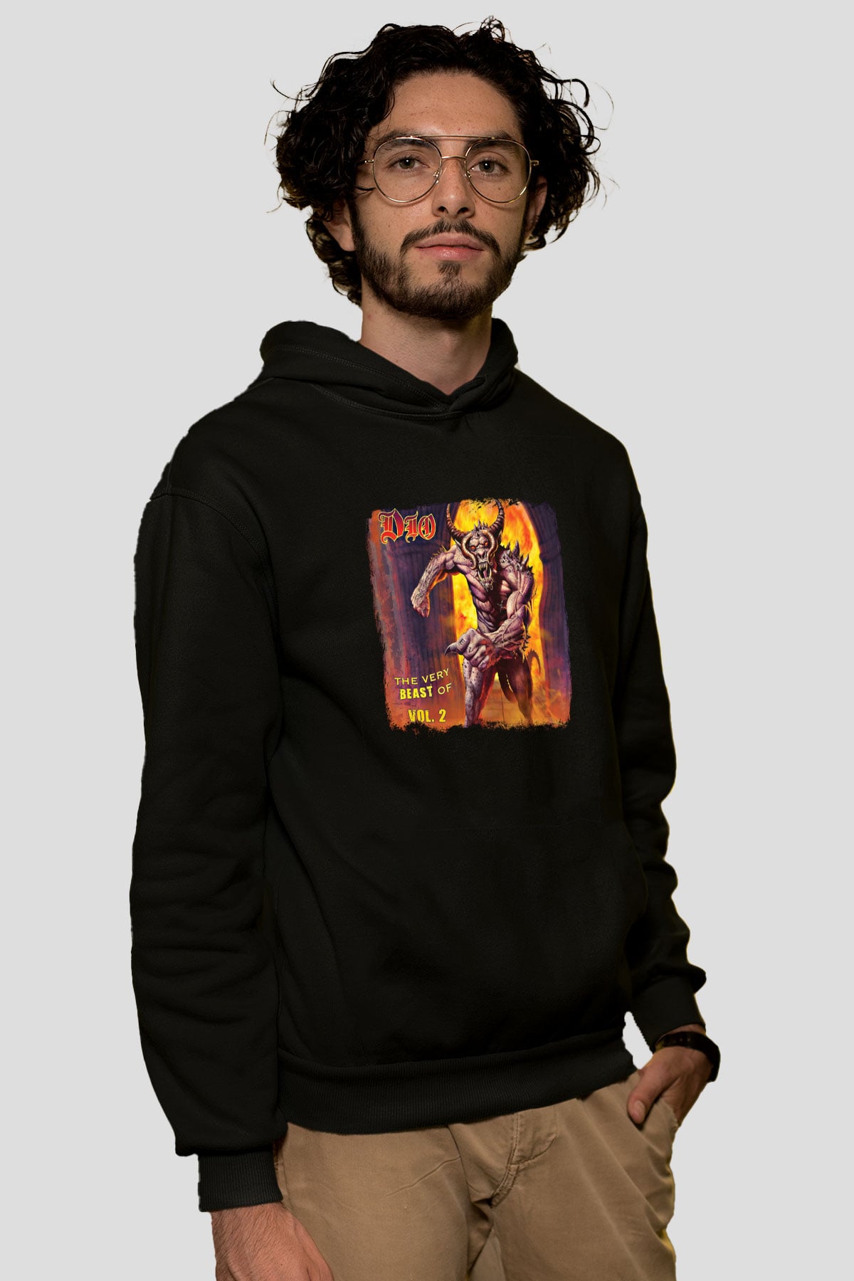 Dio Baskılı Unisex Siyah Hoodie