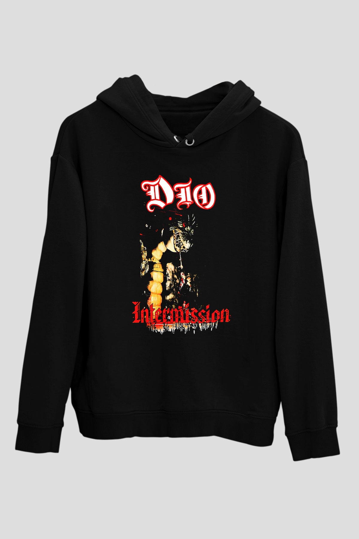 Dio Baskılı Unisex Siyah Hoodie