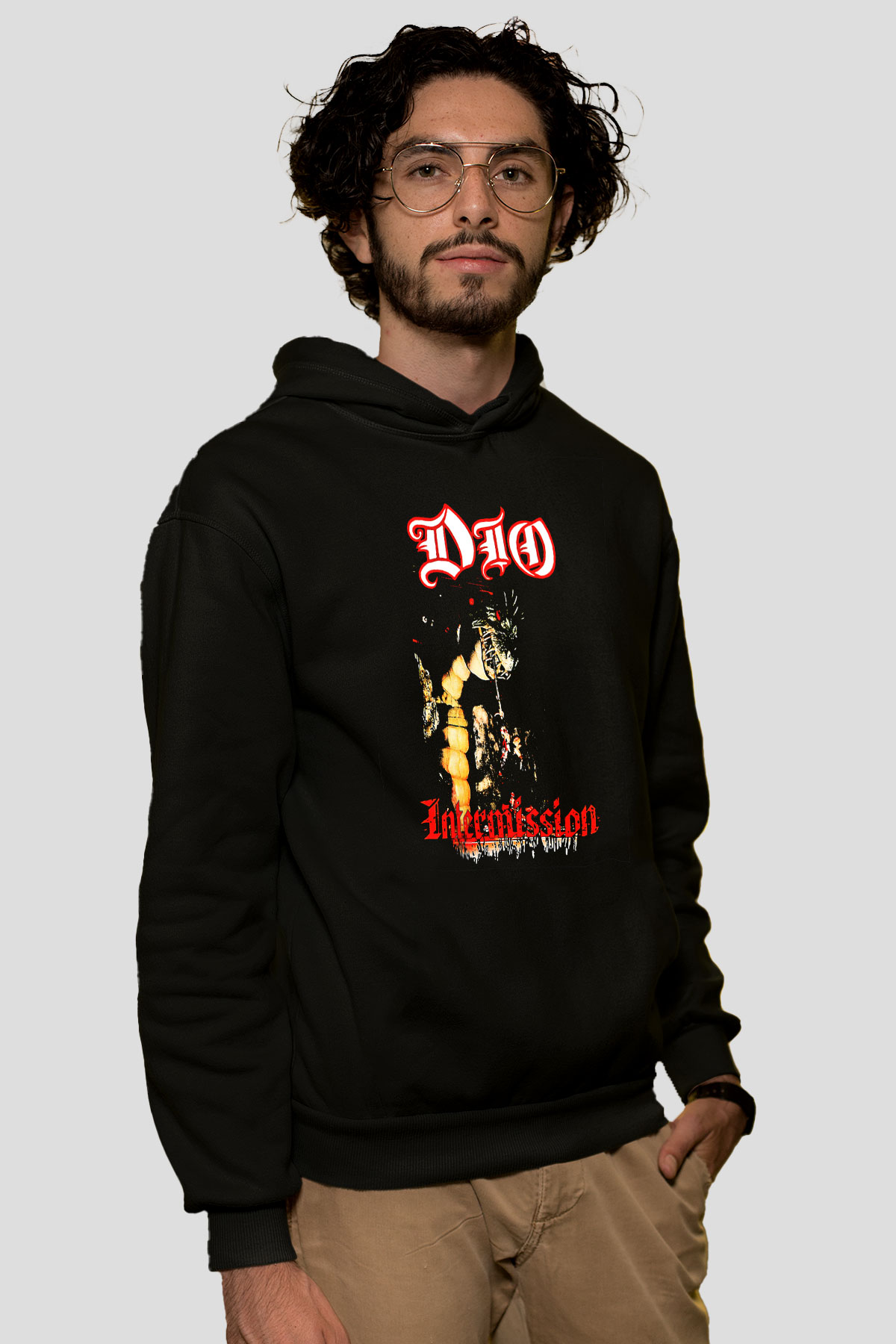 Dio Baskılı Unisex Siyah Hoodie