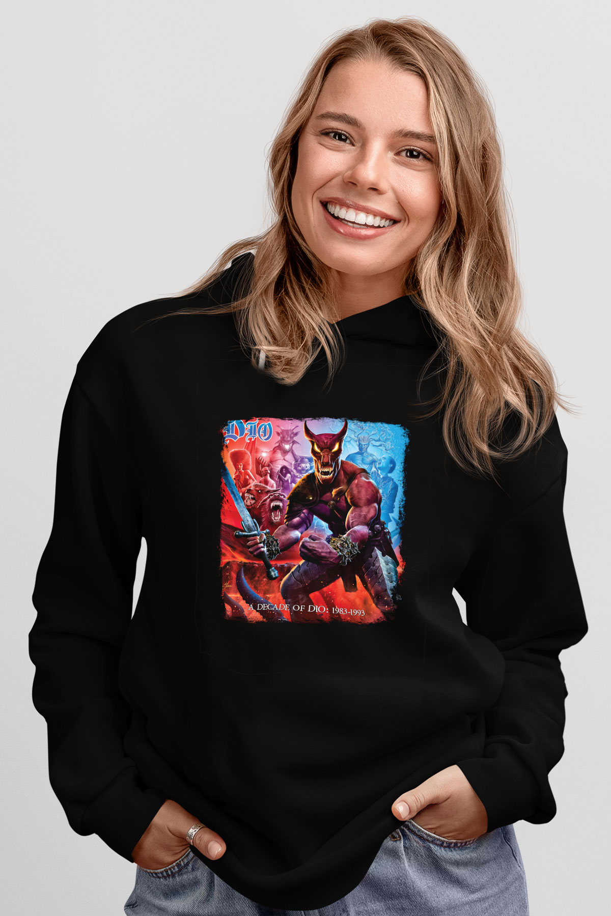 Dio Baskılı Unisex Siyah Hoodie