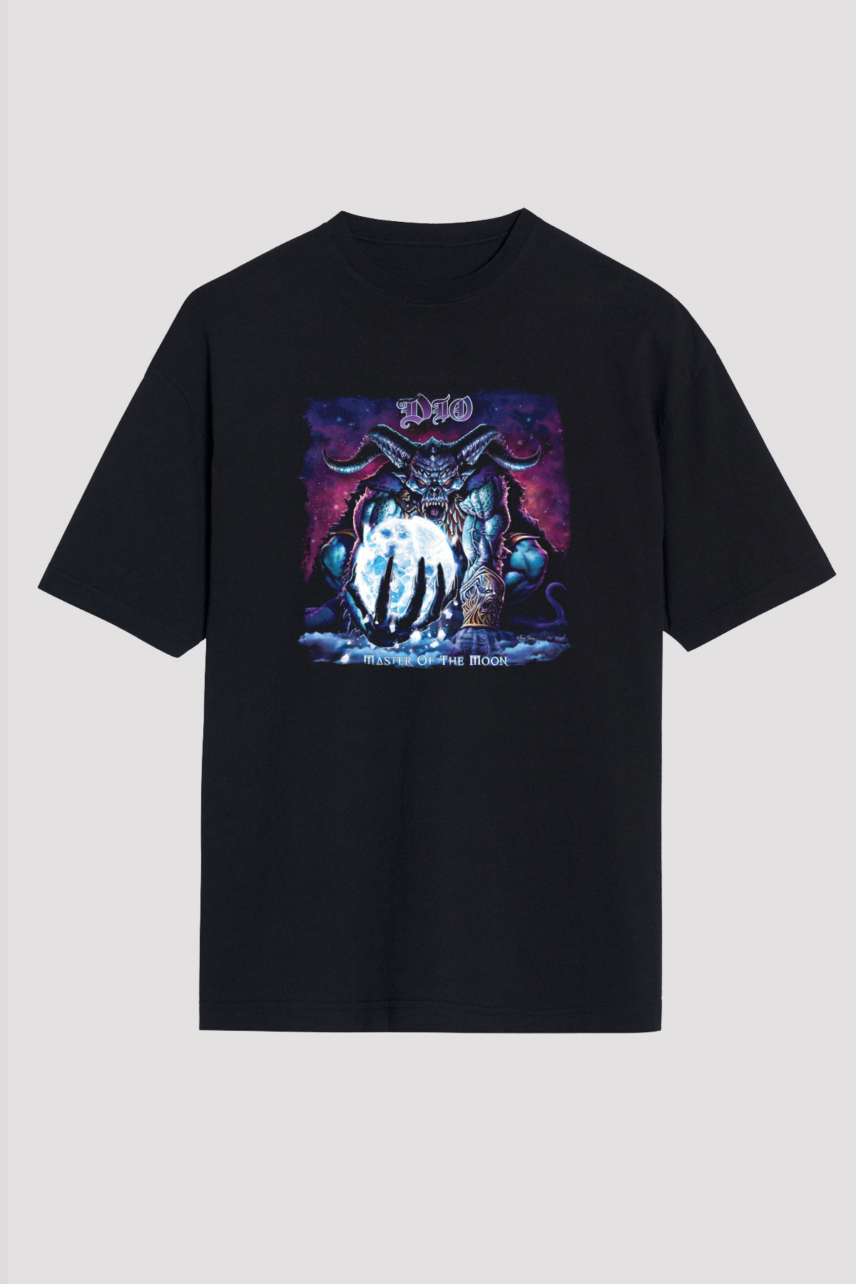 Dio Baskılı Unisex Siyah Oversize Tişört