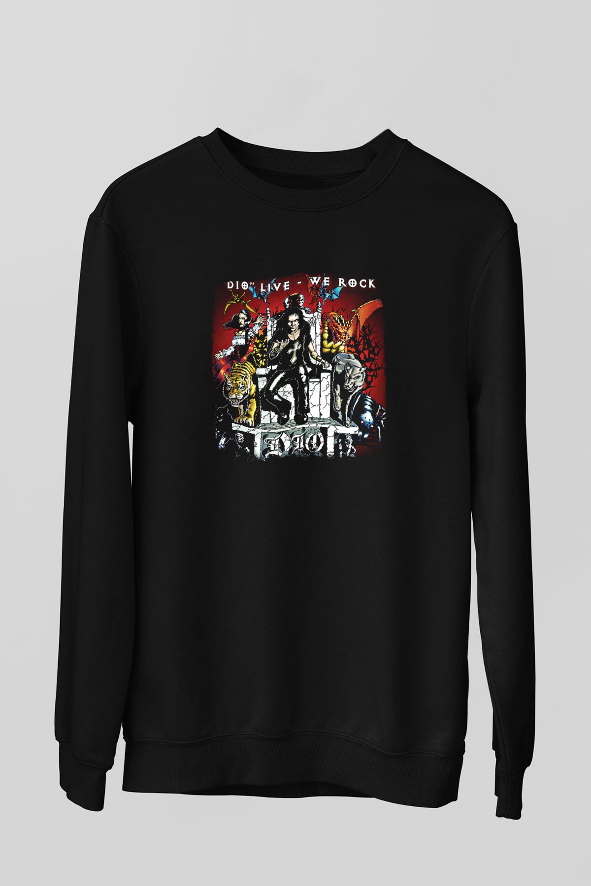 Dio Baskılı Unisex Siyah Sweatshirt