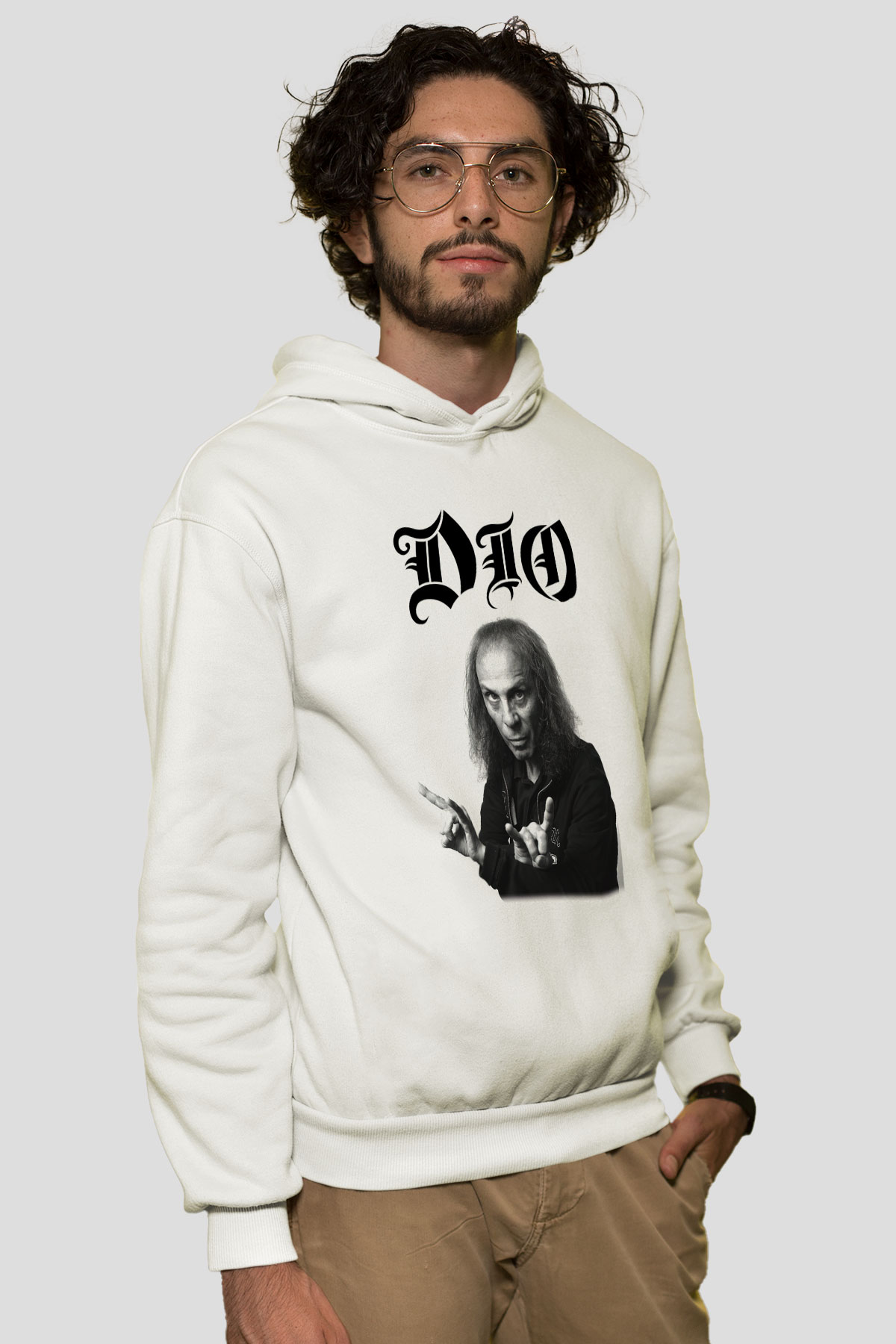 Dio Beyaz Unisex Kapşonlu Sweatshirt