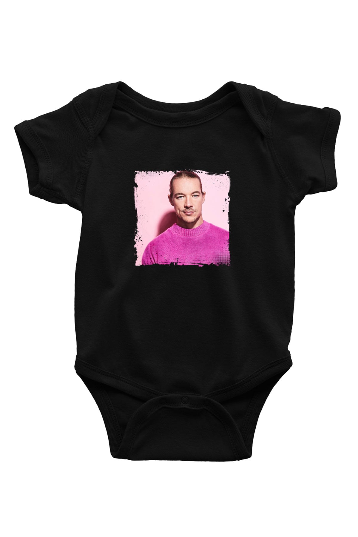 Diplo Baskılı Unisex Siyah Bebek Body - Zıbın