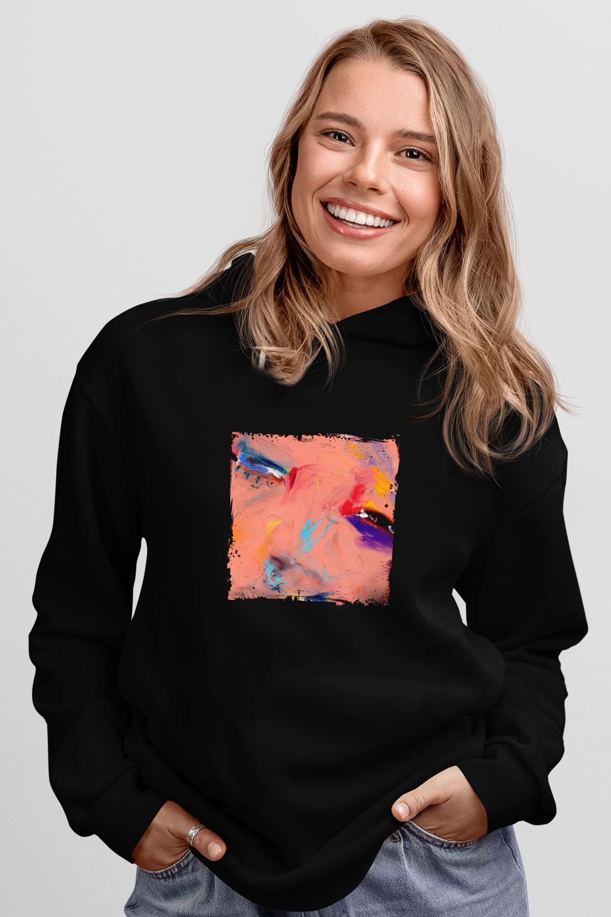 Diplo Baskılı Unisex Siyah Hoodie