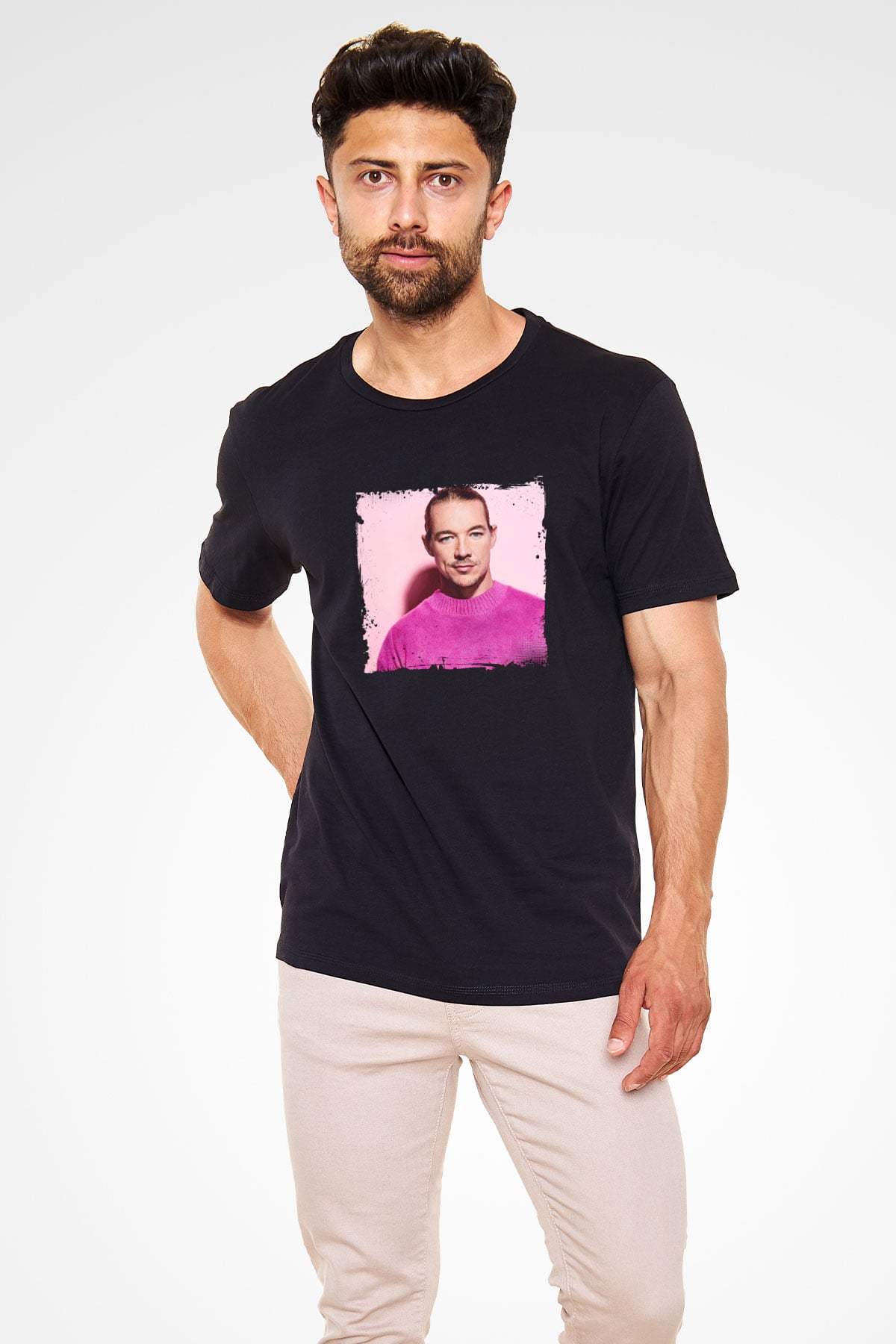 Diplo Baskılı Unisex Siyah Tişört