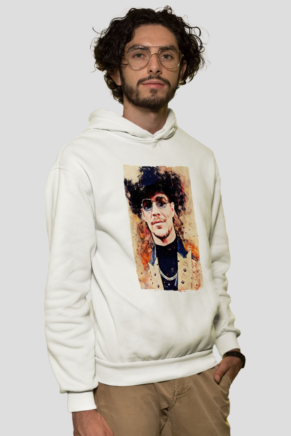 Diplo Beyaz Unisex Kapüşonlu Sweatshirt
