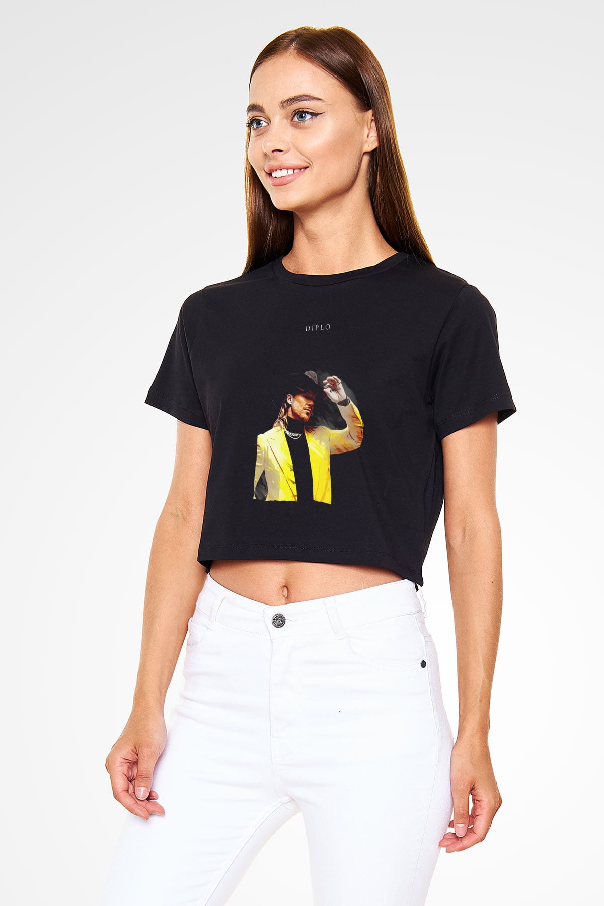 Diplo Siyah  Crop Top Tişört