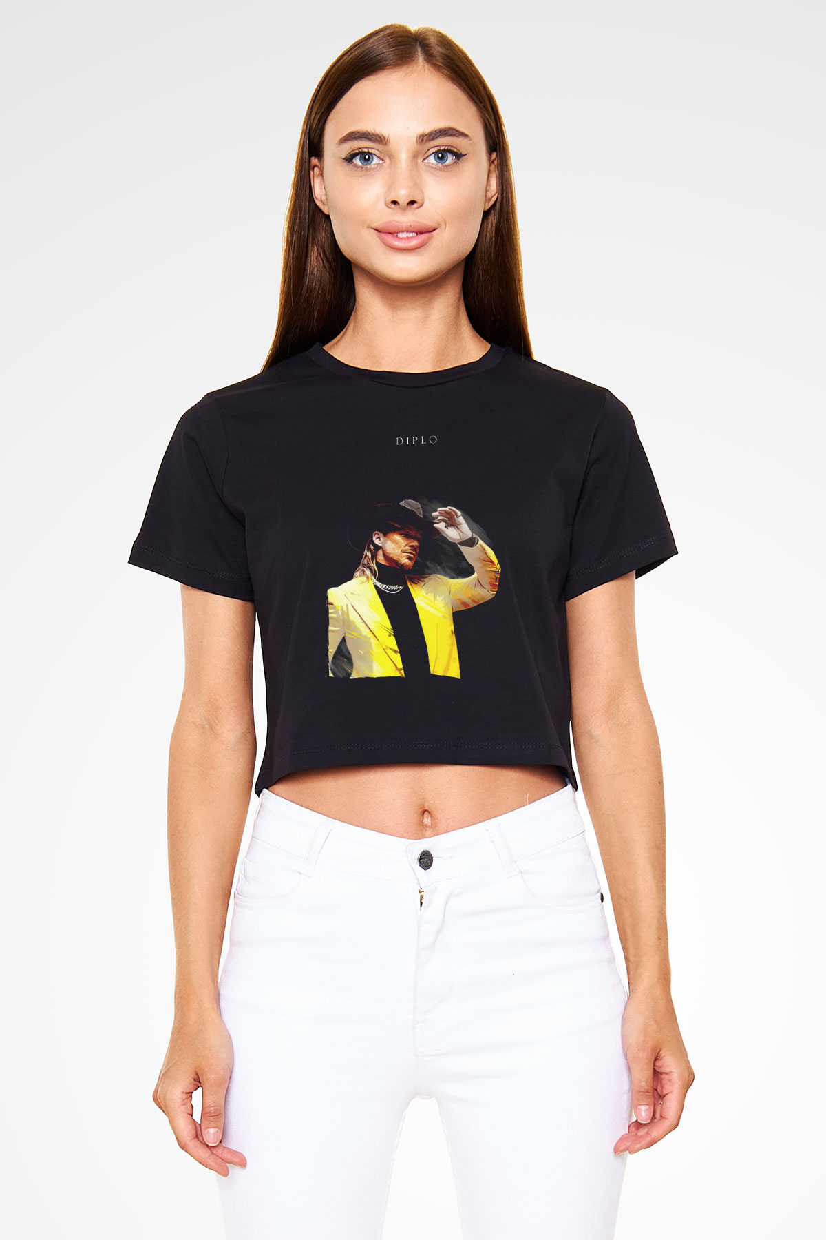 Diplo Siyah  Crop Top Tişört