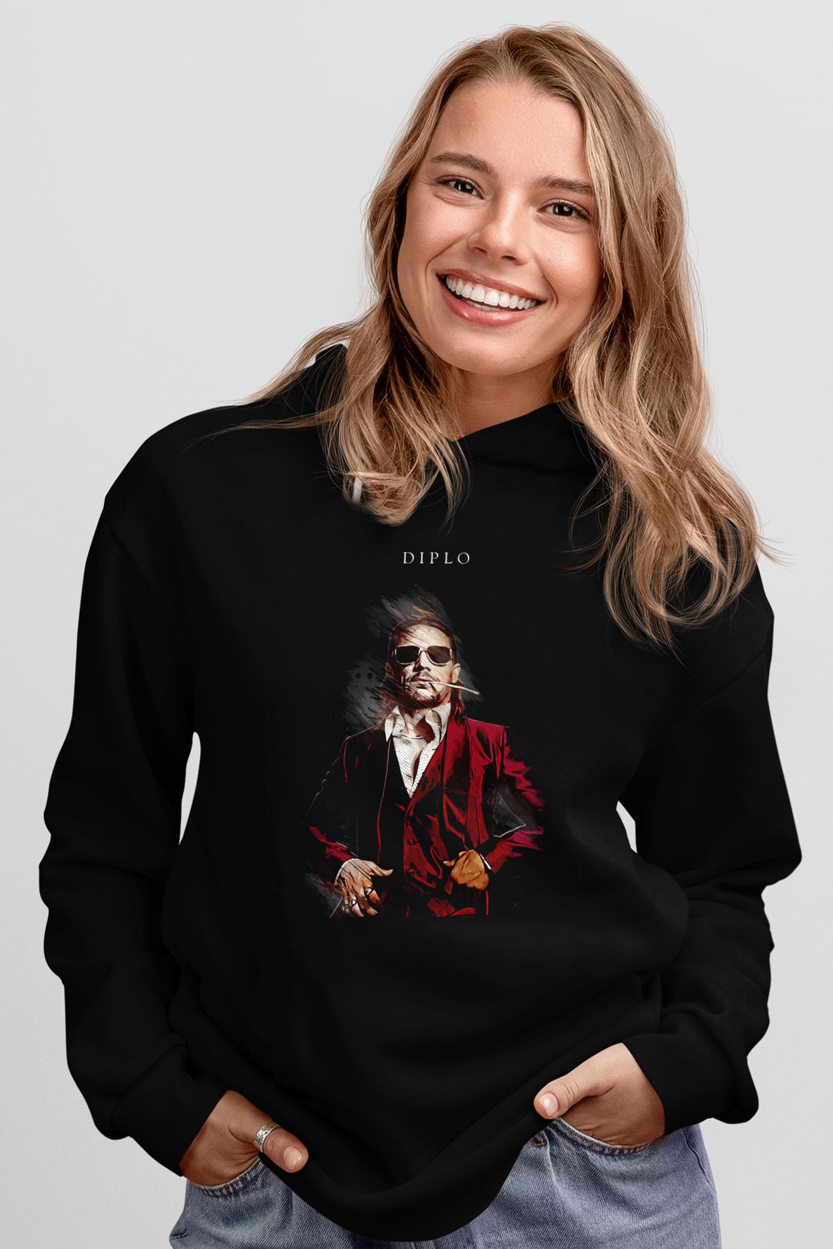 Diplo Siyah Unisex Kapüşonlu Sweatshirt