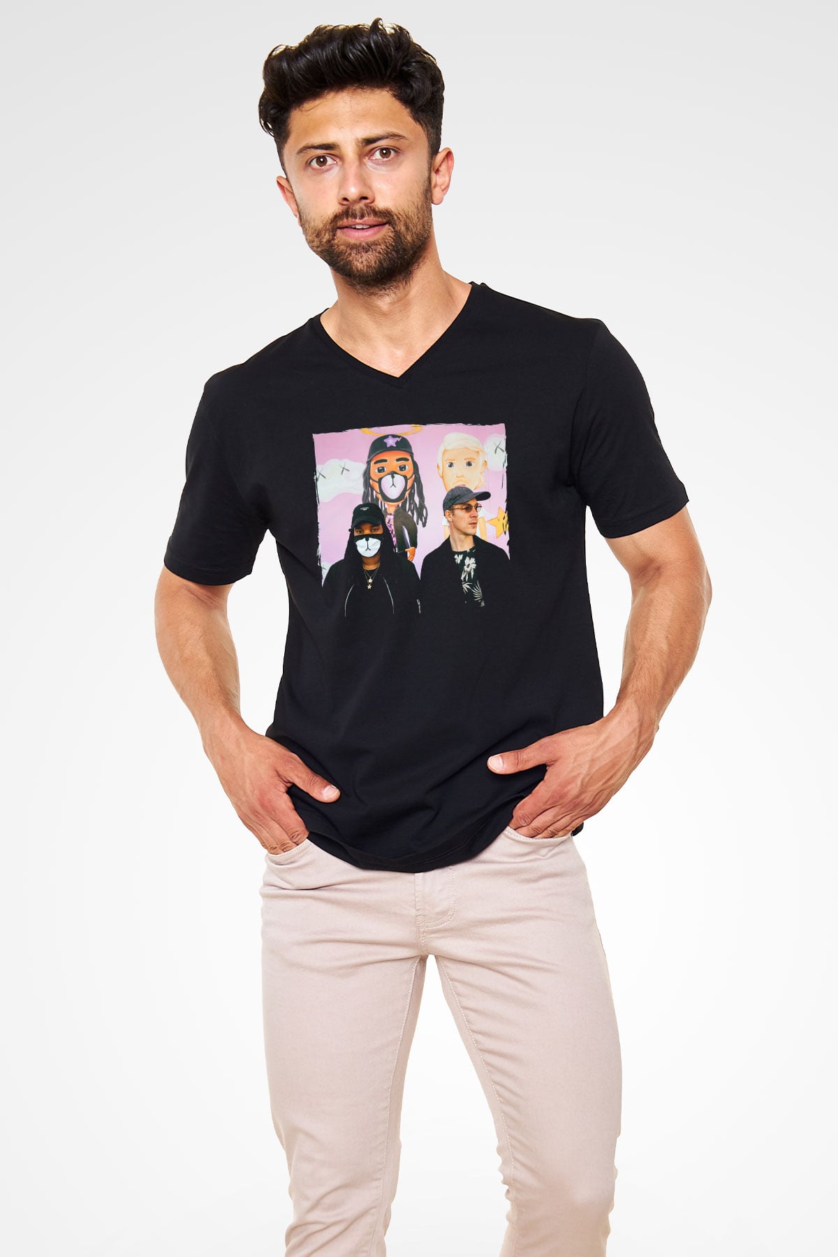 Diplo Siyah Unisex V Yaka Tişört