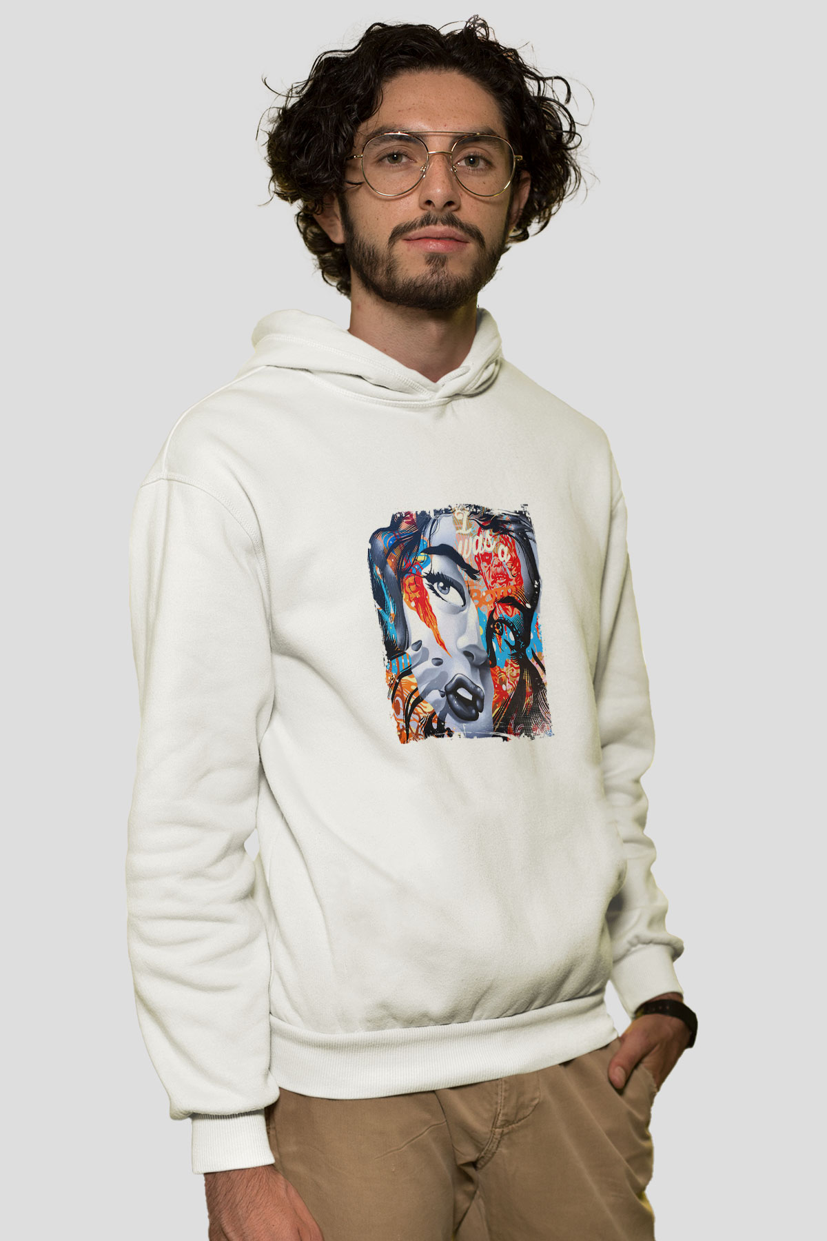 DiploBaskılı Beyaz Hoodie