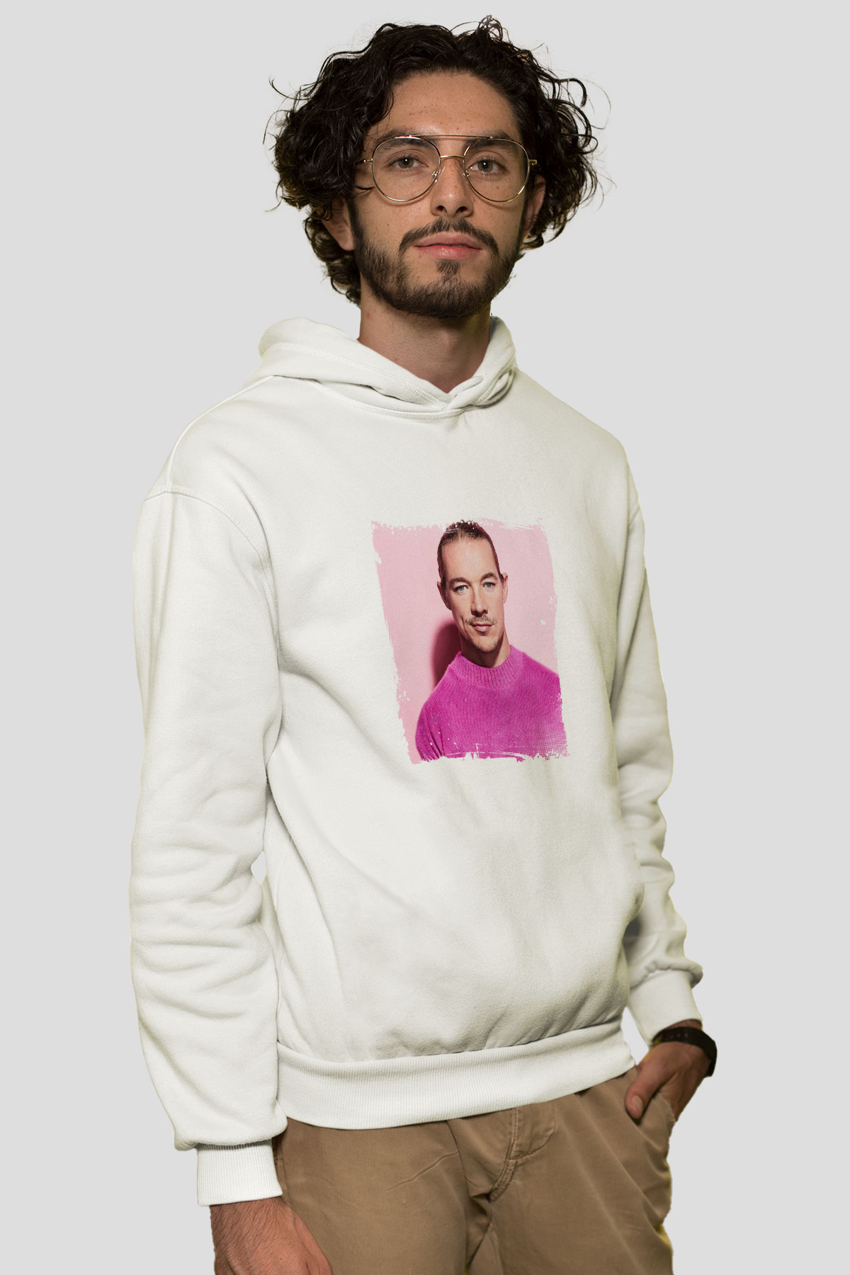 DiploBaskılı Beyaz Hoodie