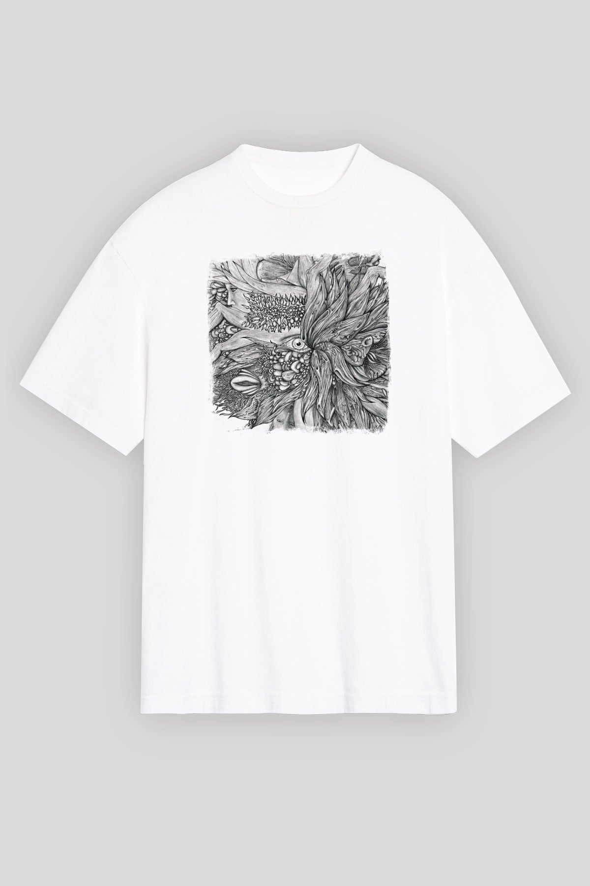 Dir En Grey Baskılı Unisex Beyaz Oversize Tişört