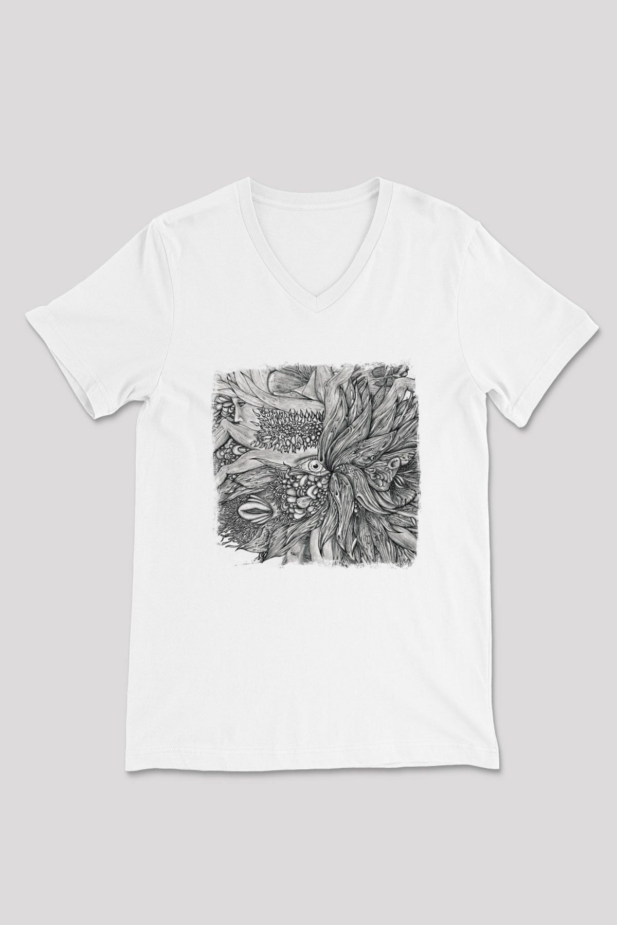 Dir En Grey Baskılı Unisex Beyaz V Yaka Tişört