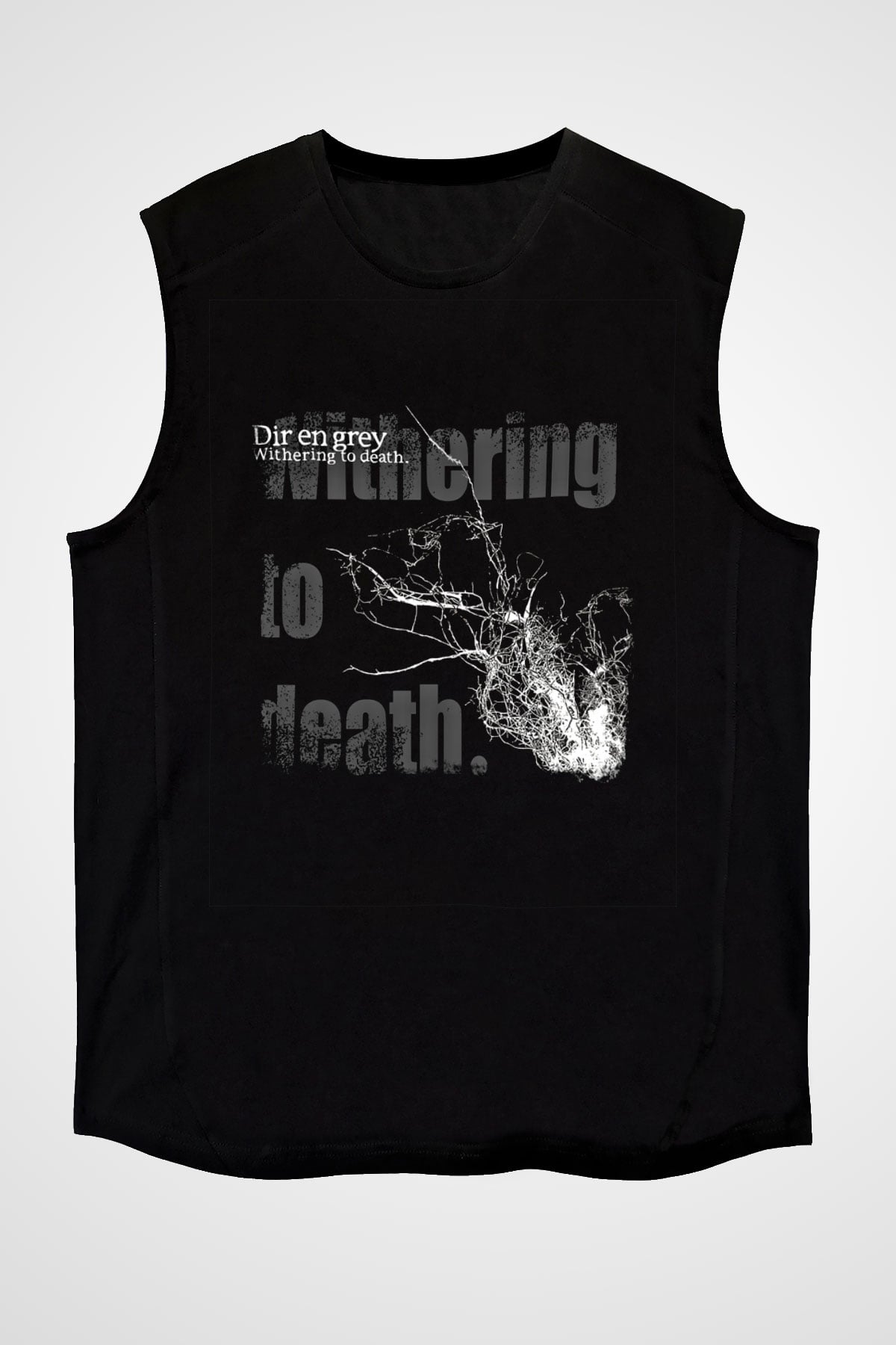 Dir En Grey Baskılı Unisex Siyah Kolsuz Tişört