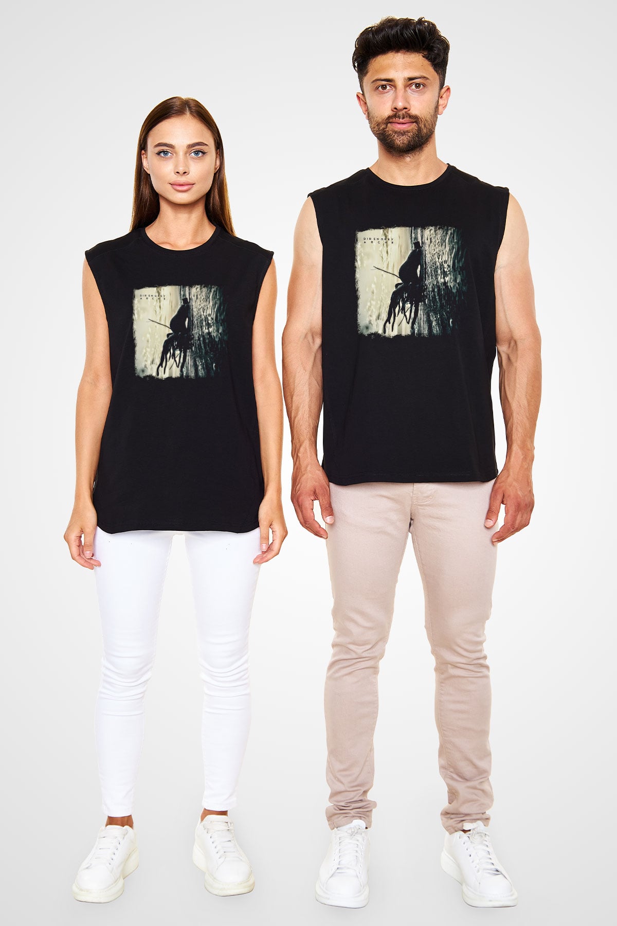 Dir En Grey Baskılı Unisex Siyah Kolsuz Tişört