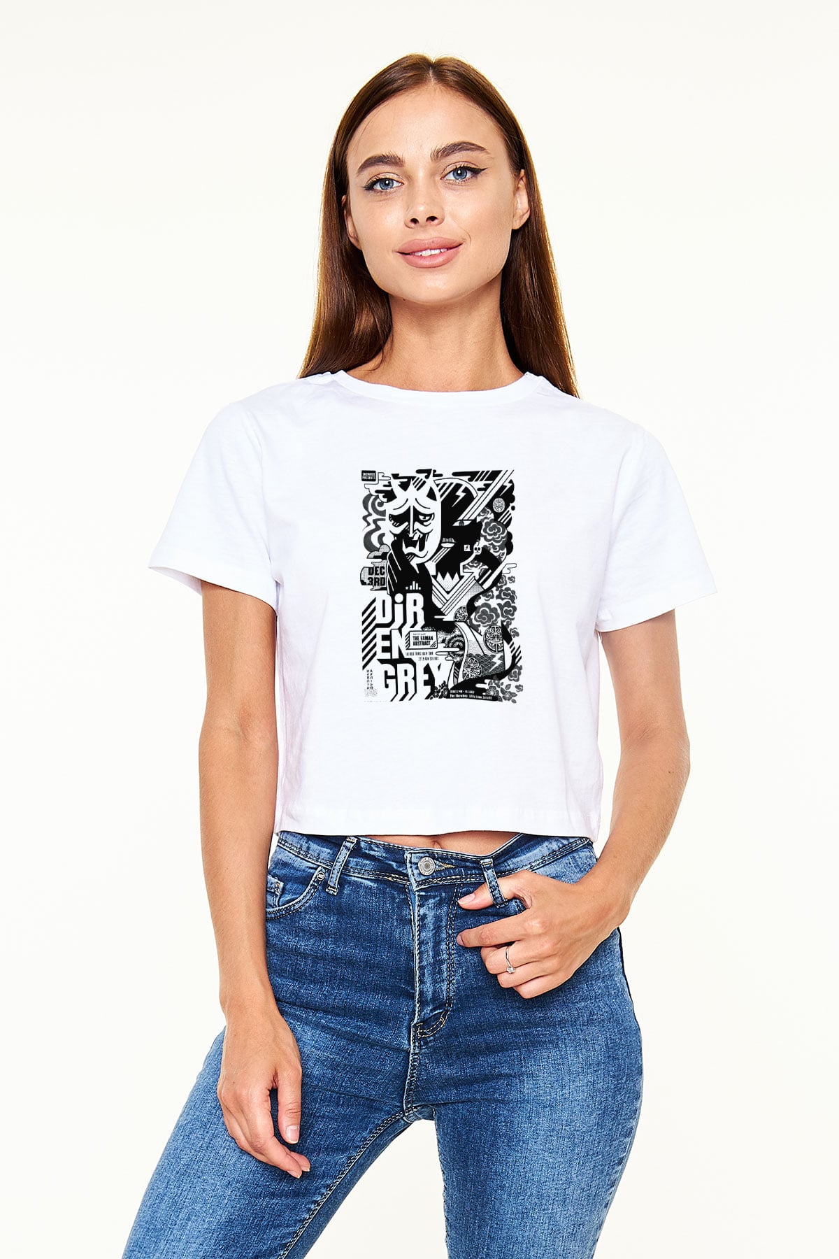 Dir En Grey Beyaz Croptop Tişört