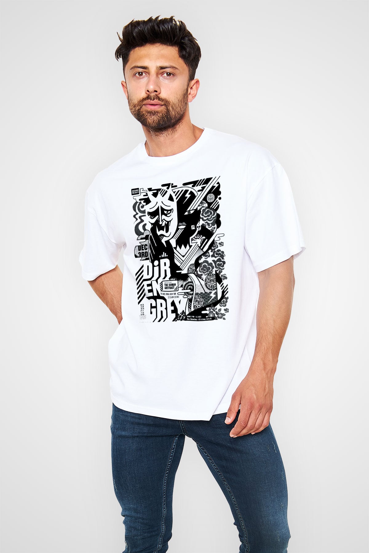 Dir En Grey Beyaz Unisex Oversize Tişört T-Shirt